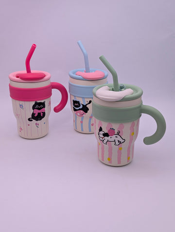COLORFUL ANIMALS MINI TUMBLERS WITH STRAW