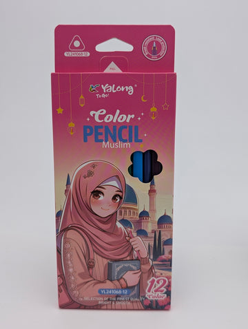 YALONG COLOUR PENCIL MUSLIM GIRL 12PCS