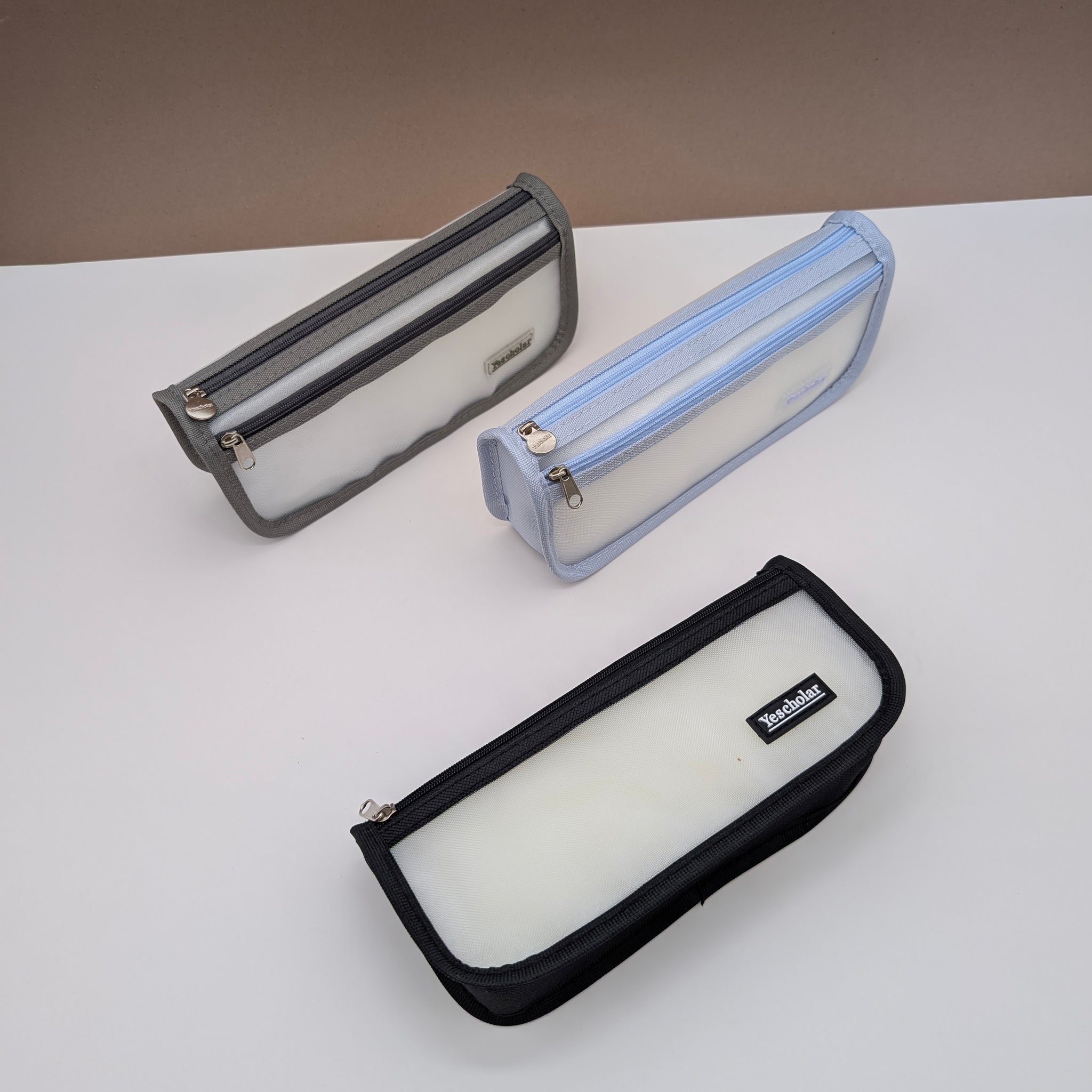 YESCHOLAR DUAL-ZIP MESH PENCIL CASES POUCHES