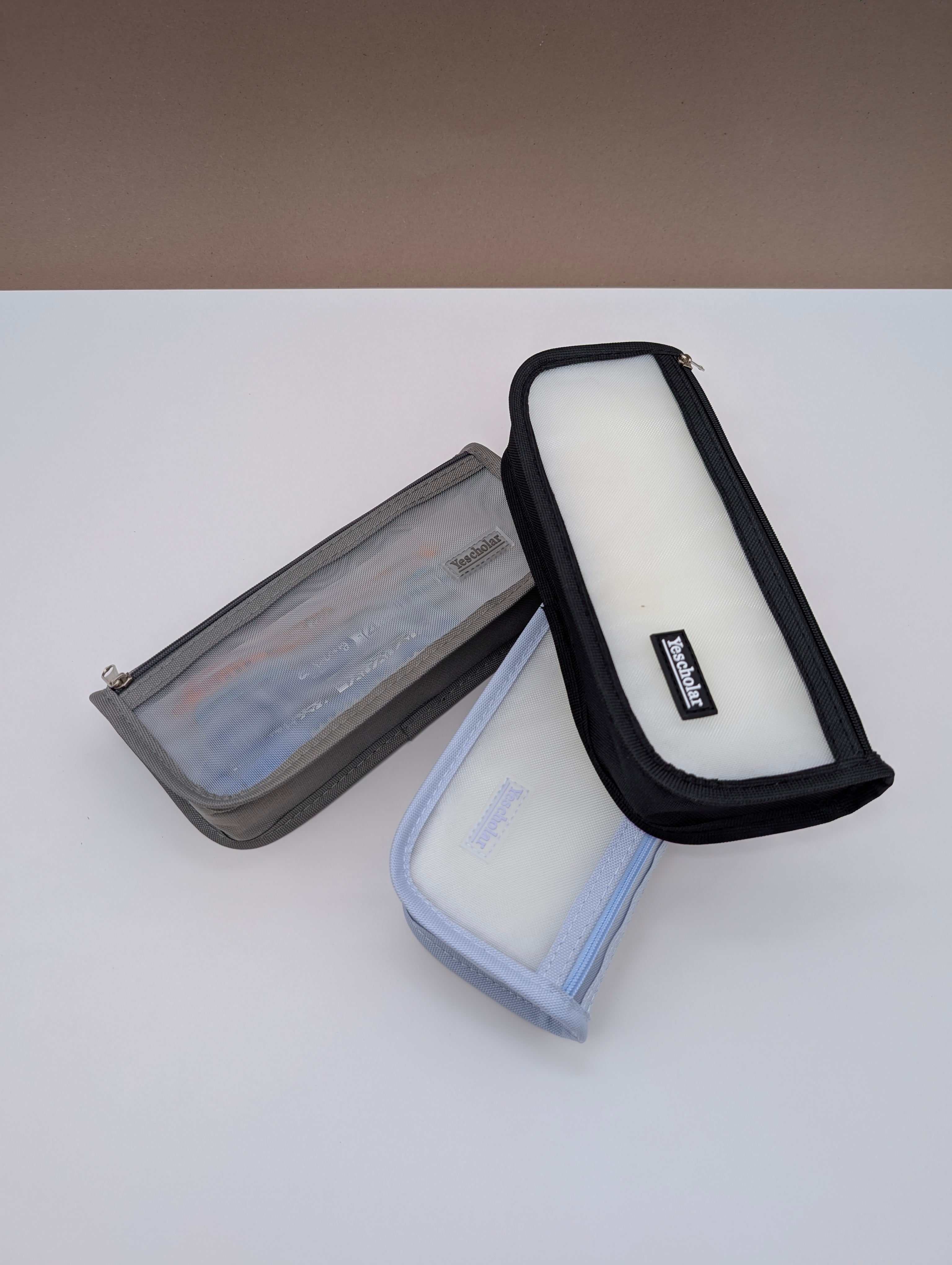 YESCHOLAR DUAL-ZIP MESH PENCIL CASES POUCHES