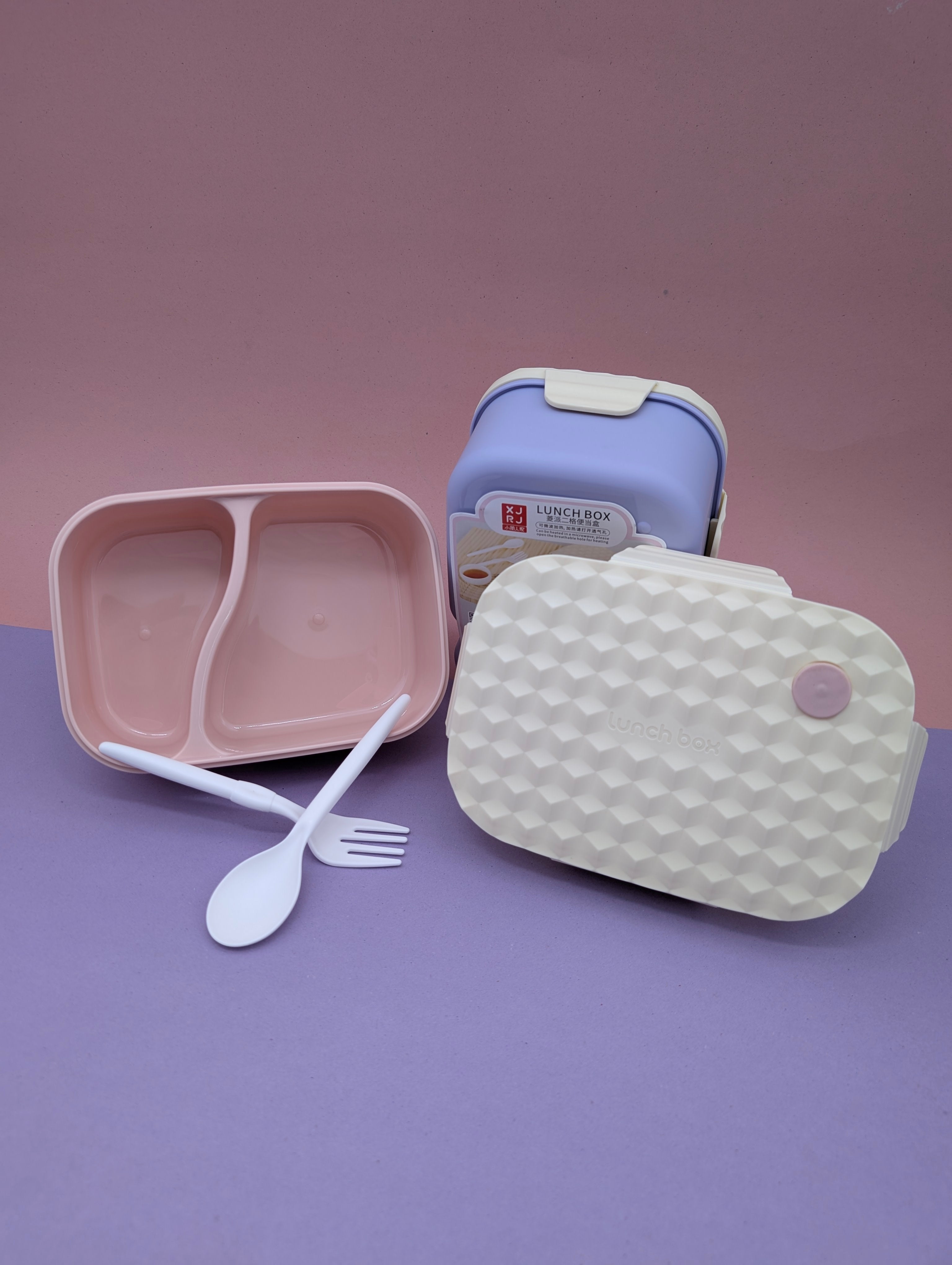 DIVIDED LUNCH BOX WITH UTENSILS