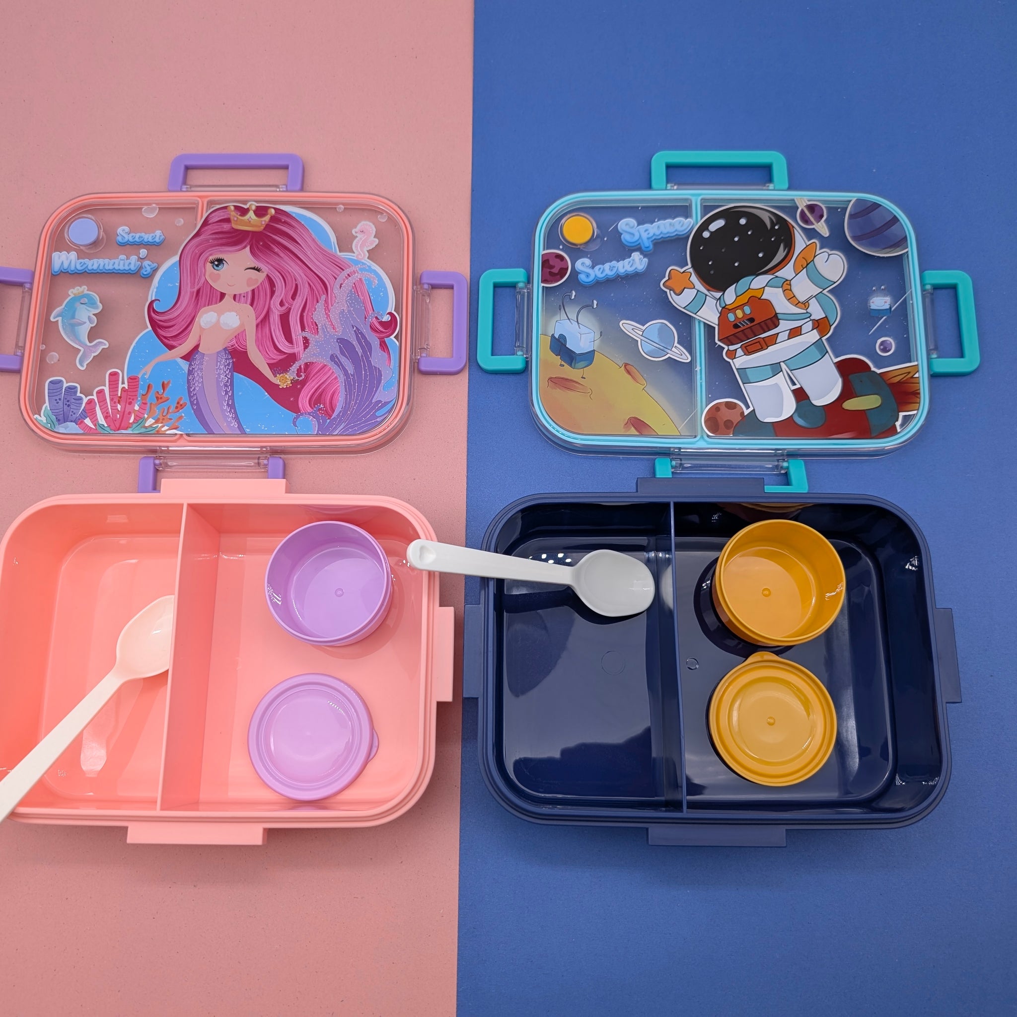 SPACE & MERMAID THEMED DIVIDED LUNCH BOXES