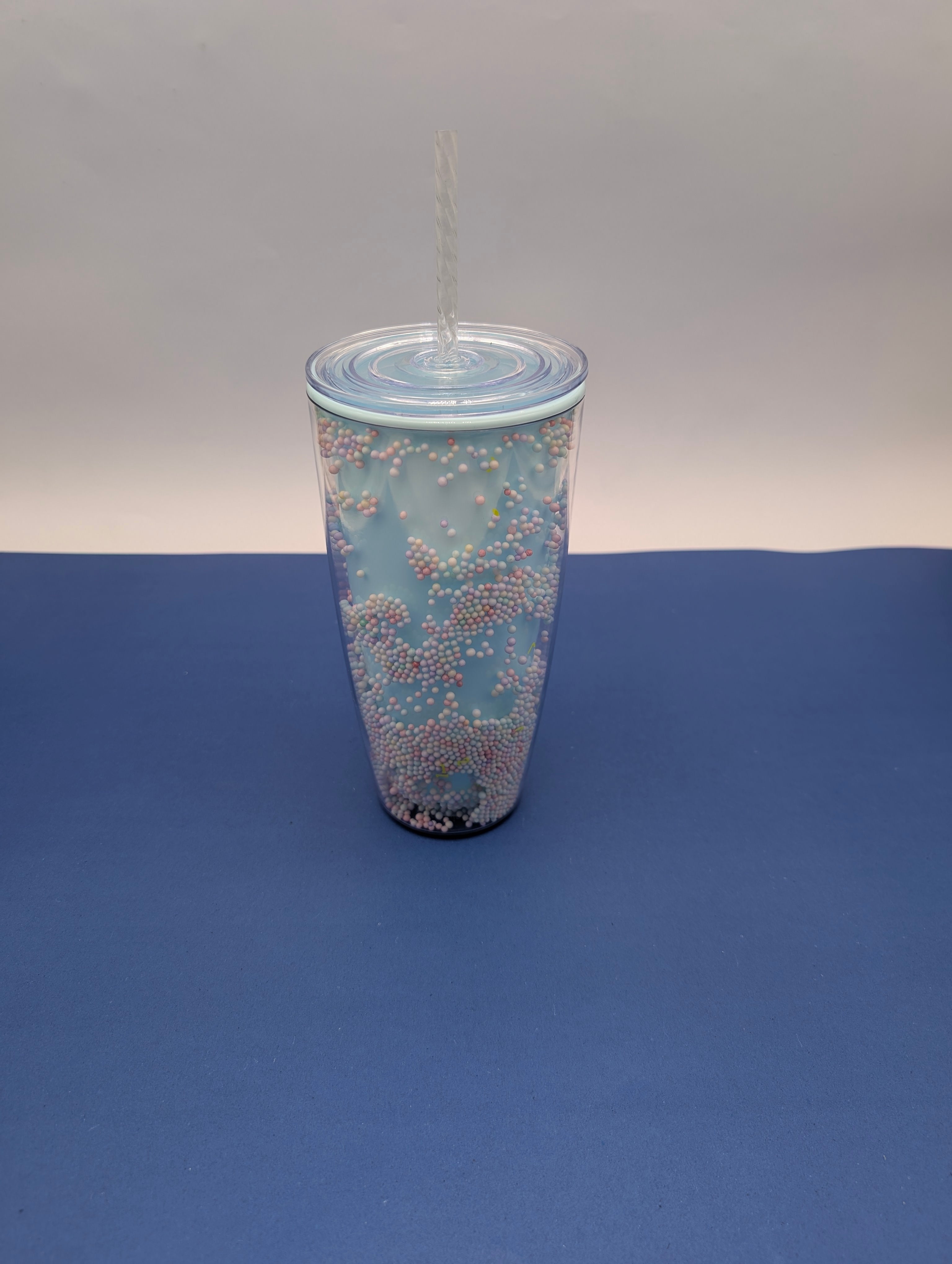 FROSTED SPRINKLE TUMBLER & CLEAR STRAW