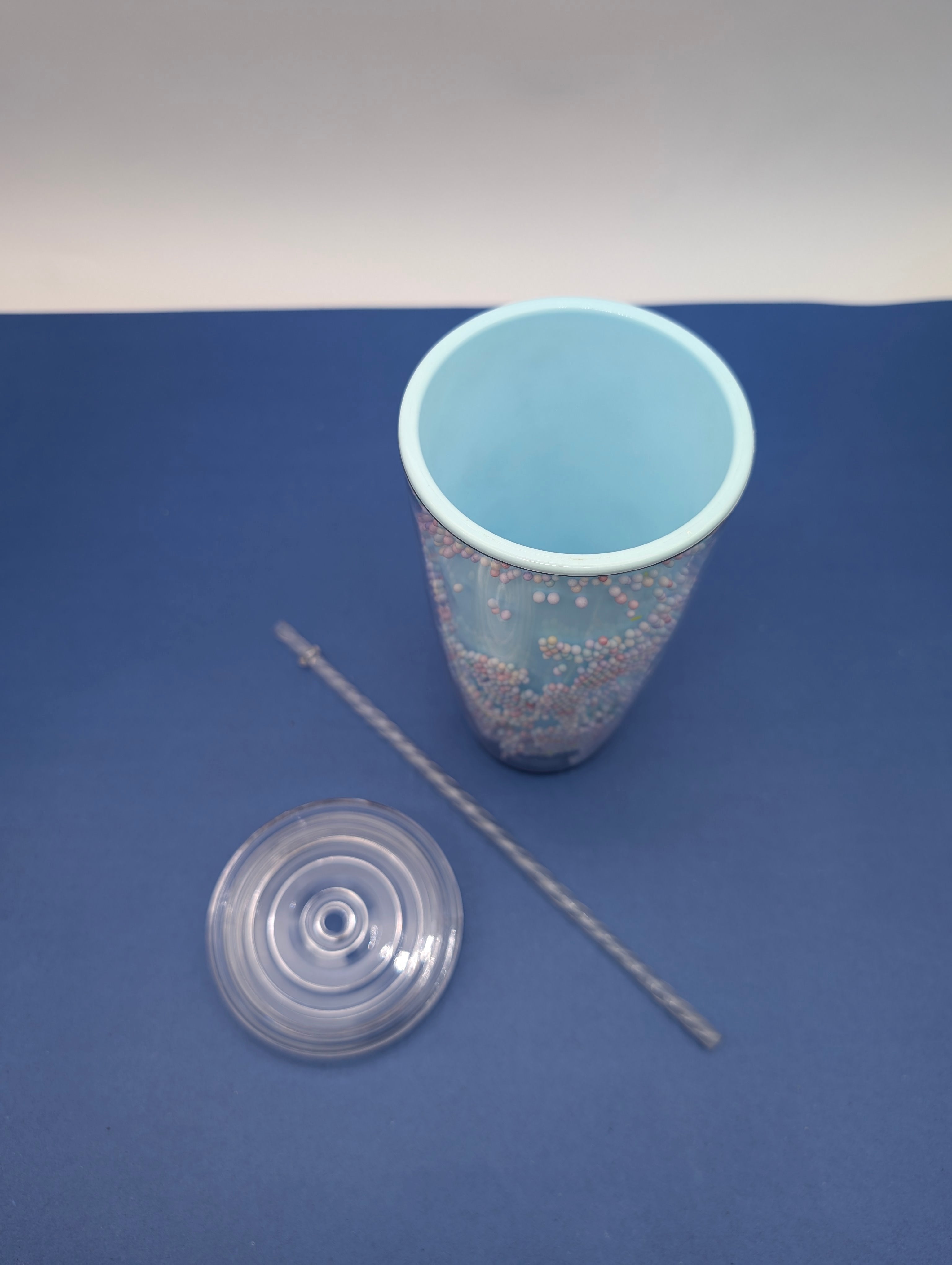 FROSTED SPRINKLE TUMBLER & CLEAR STRAW