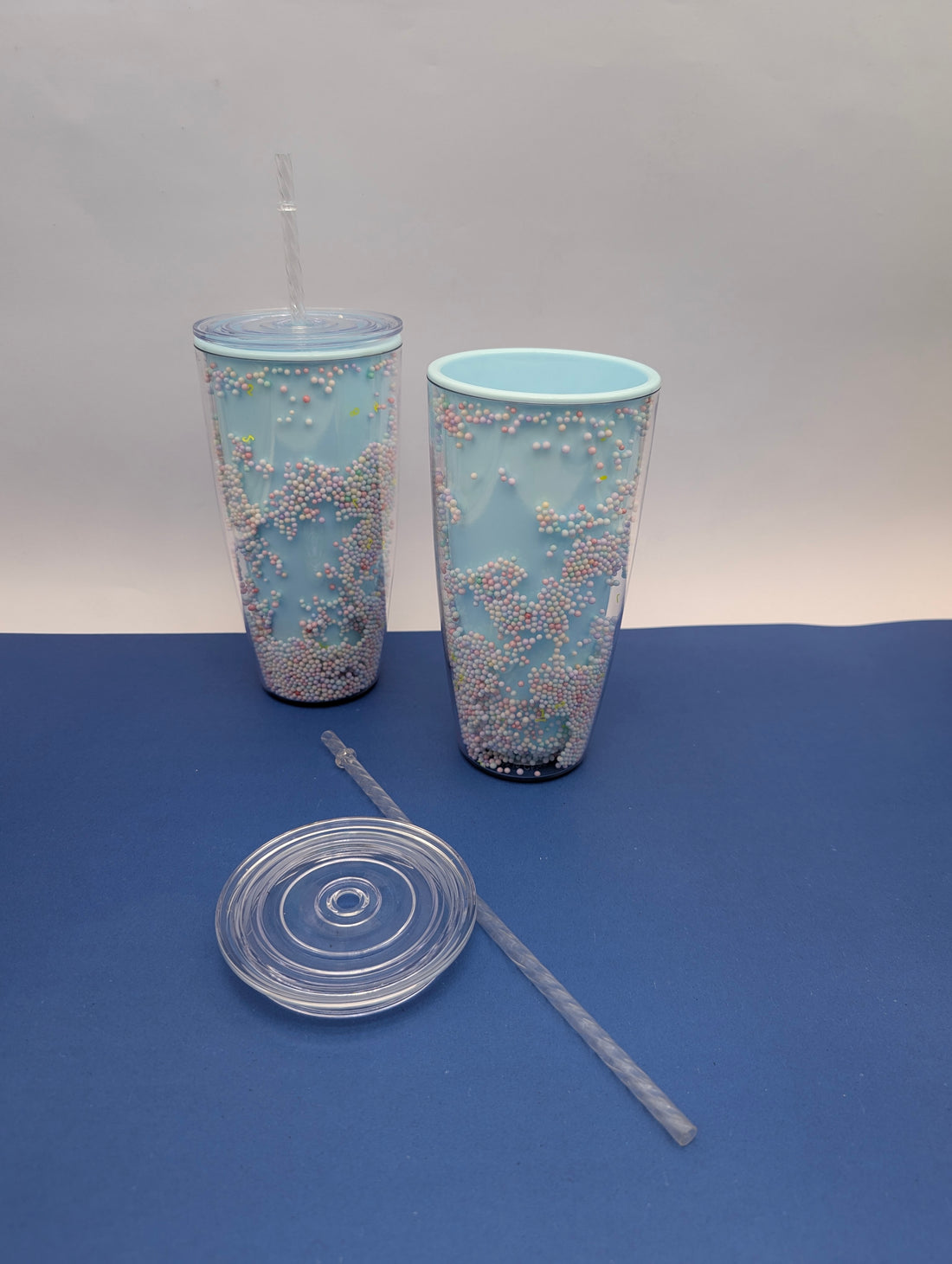 FORESTED SPRINKLE TUMBLER WITH CLEAR STRAW