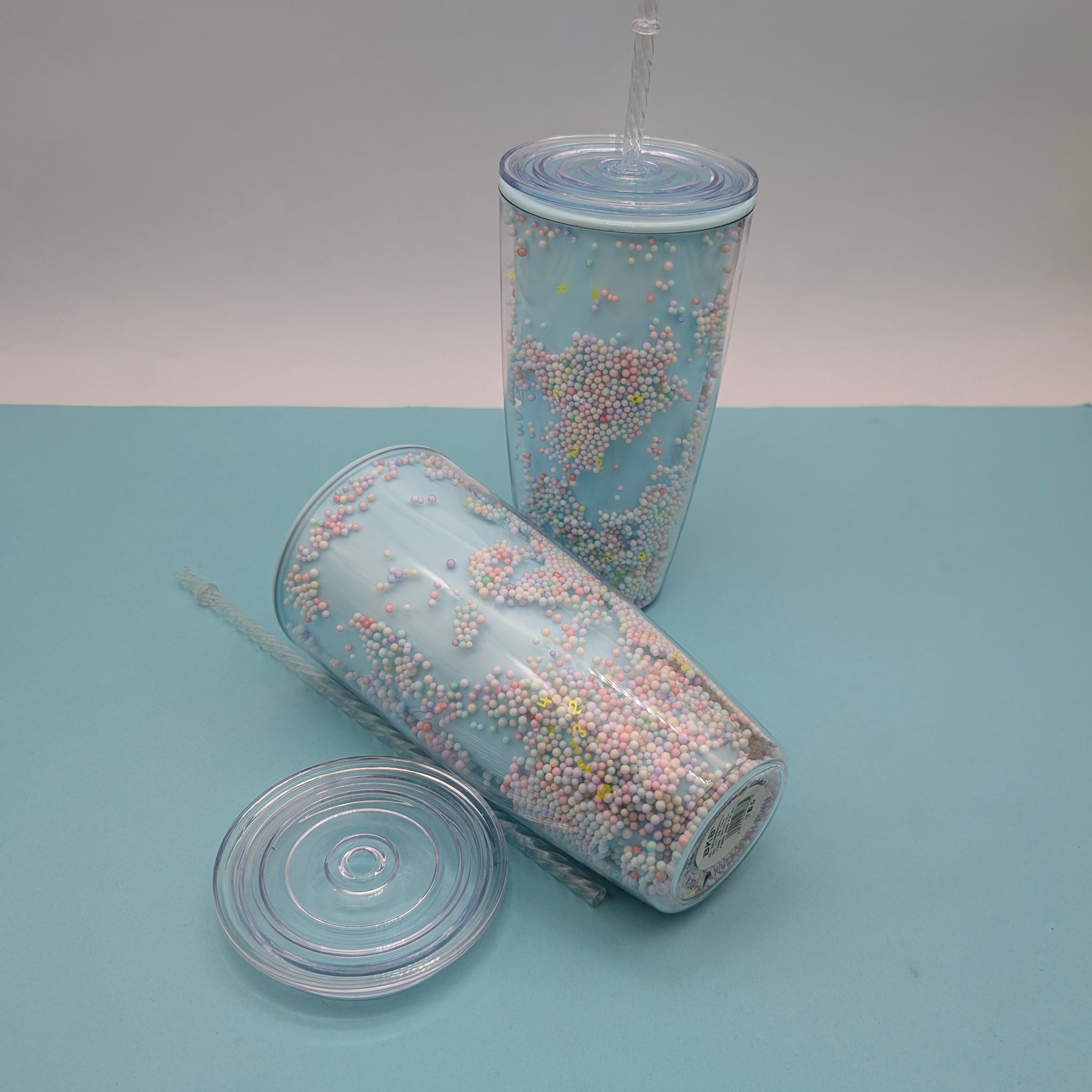 FROSTED SPRINKLE TUMBLER & CLEAR STRAW