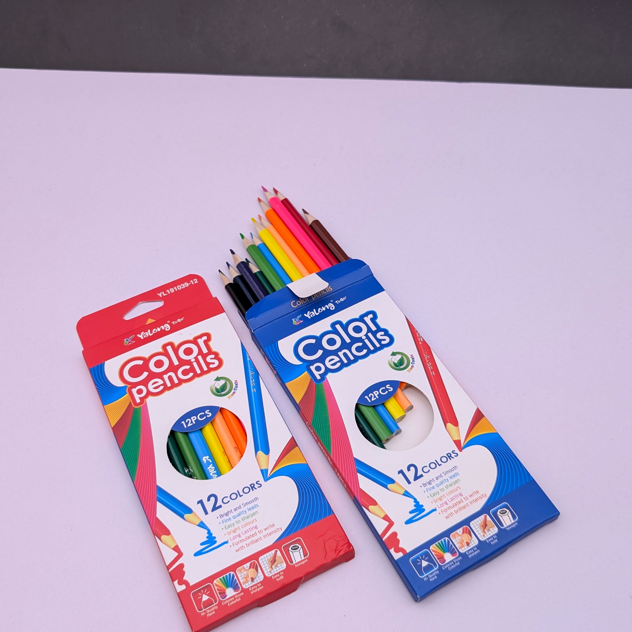 YALONG COLOUR PENCIL 12 PCS RED AND BLUE