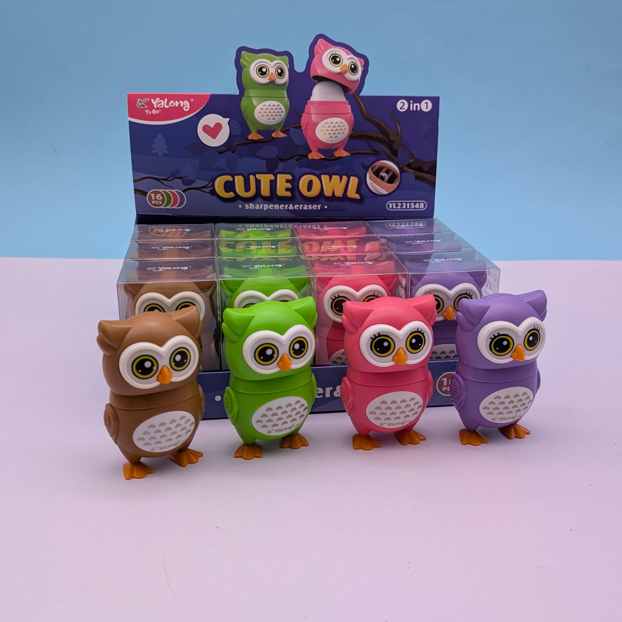 YALONG CUTE OWL SHARPENERS + ERASER