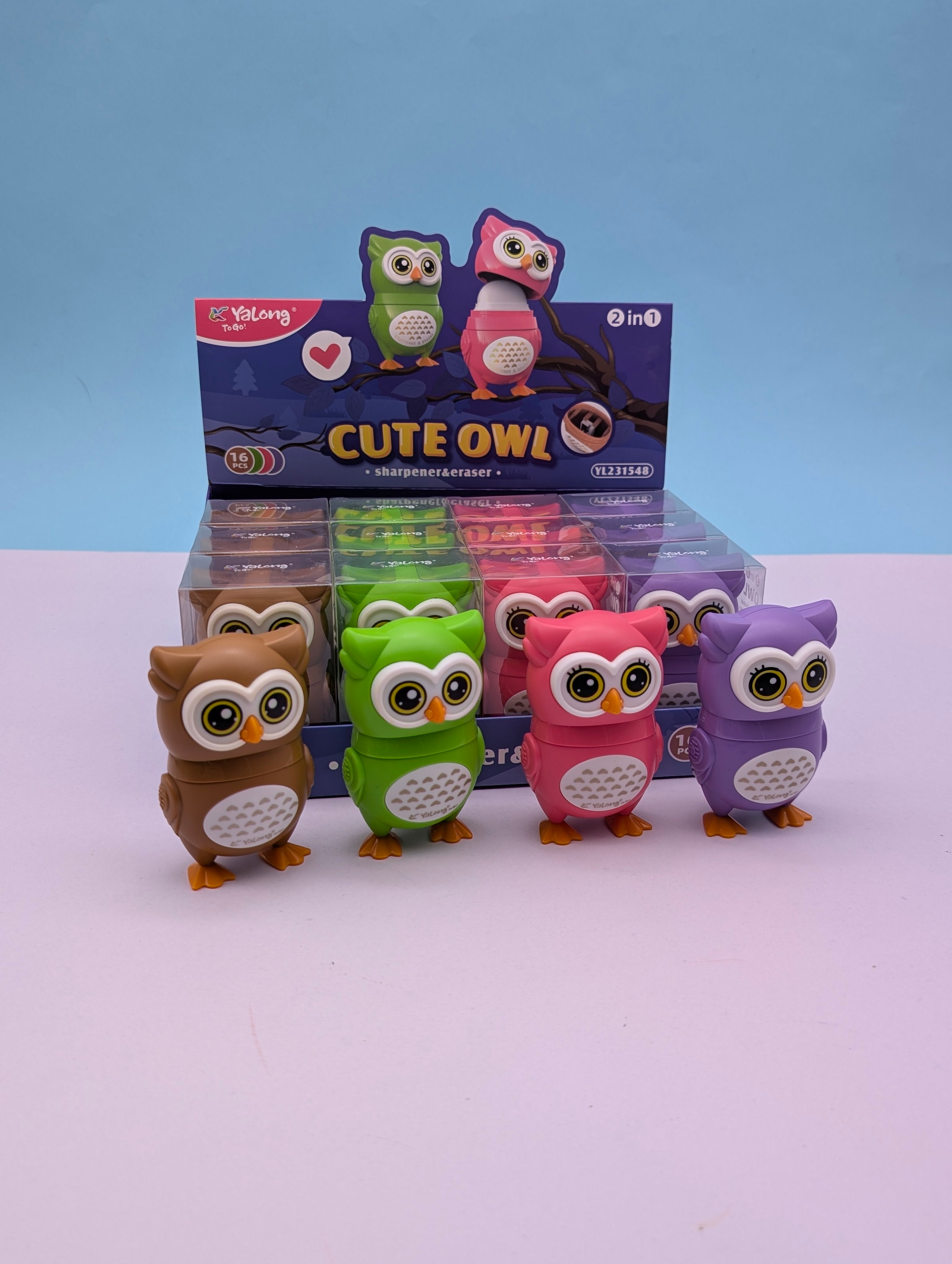 YALONG CUTE OWL SHARPENERS + ERASER