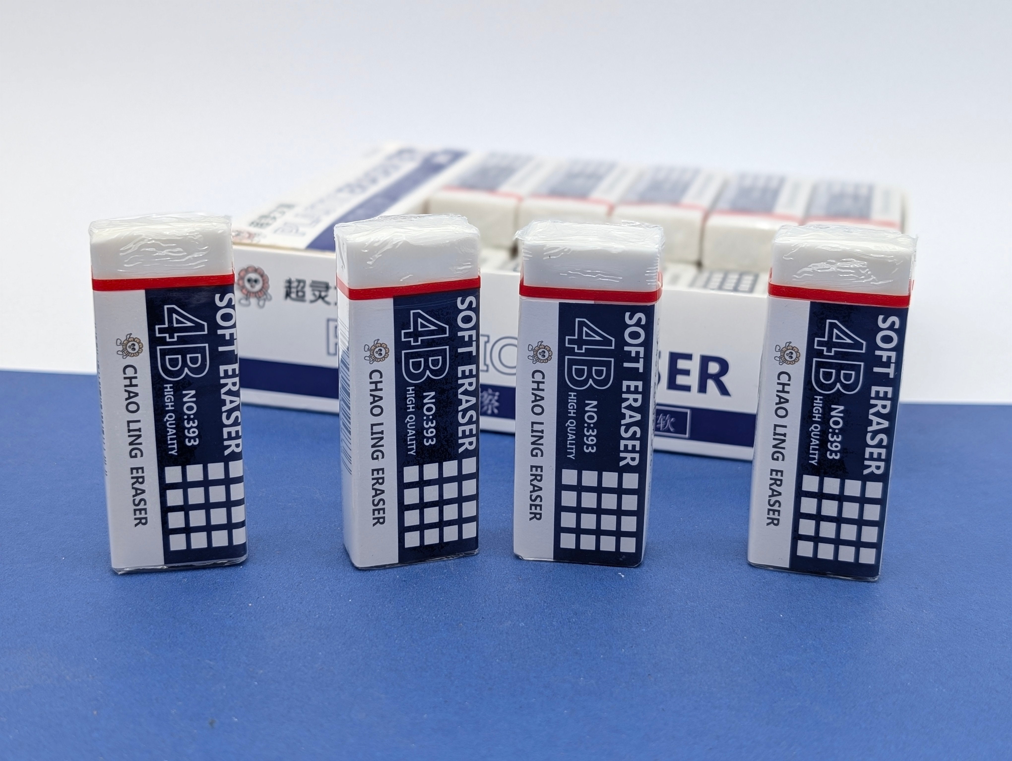 CHAO LING SOFT 4B ERASERS PACKS OF 3