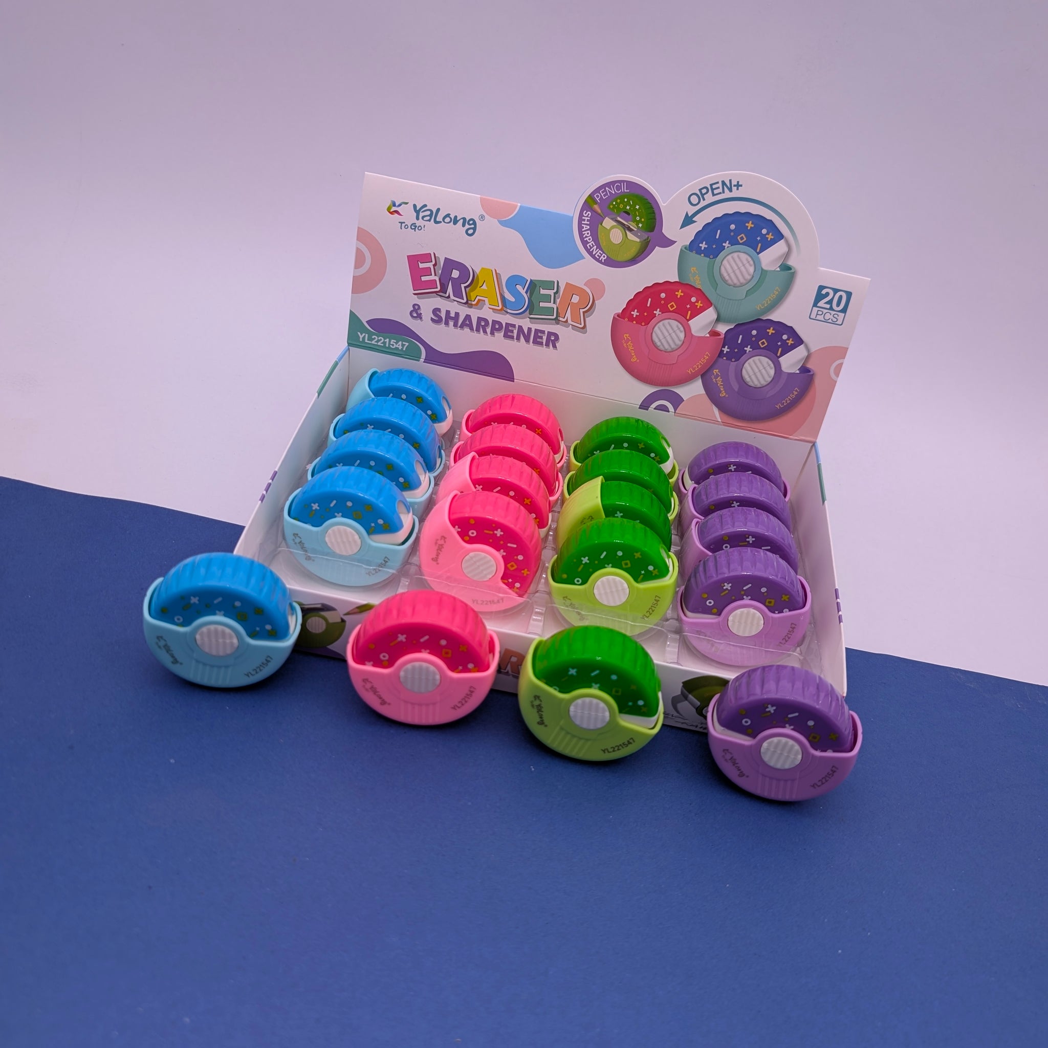 YALONG DONUT SHAPES ERASER+SHARPNER