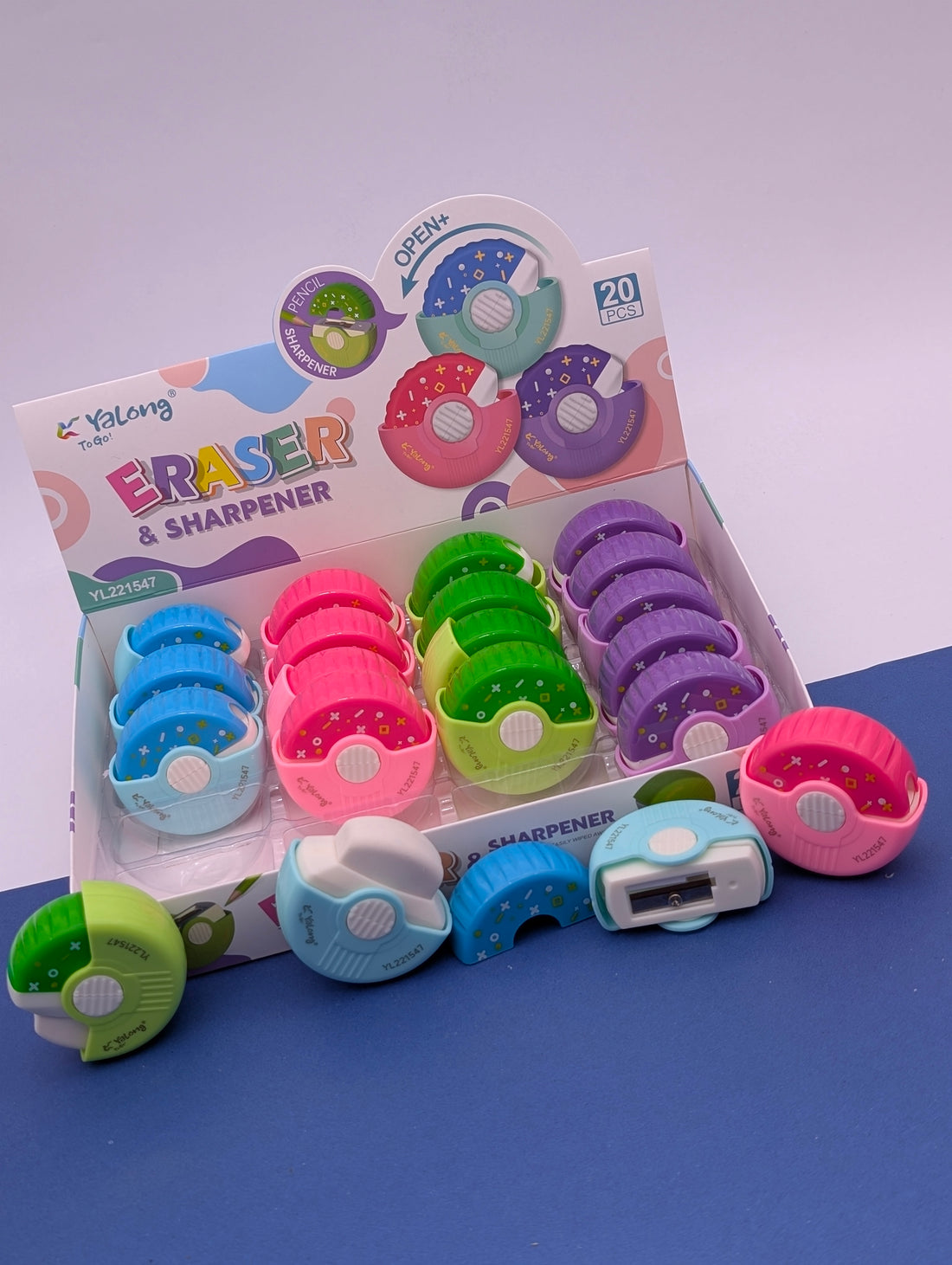 YALONG DONUT SHAPES ERASER+SHARPNER