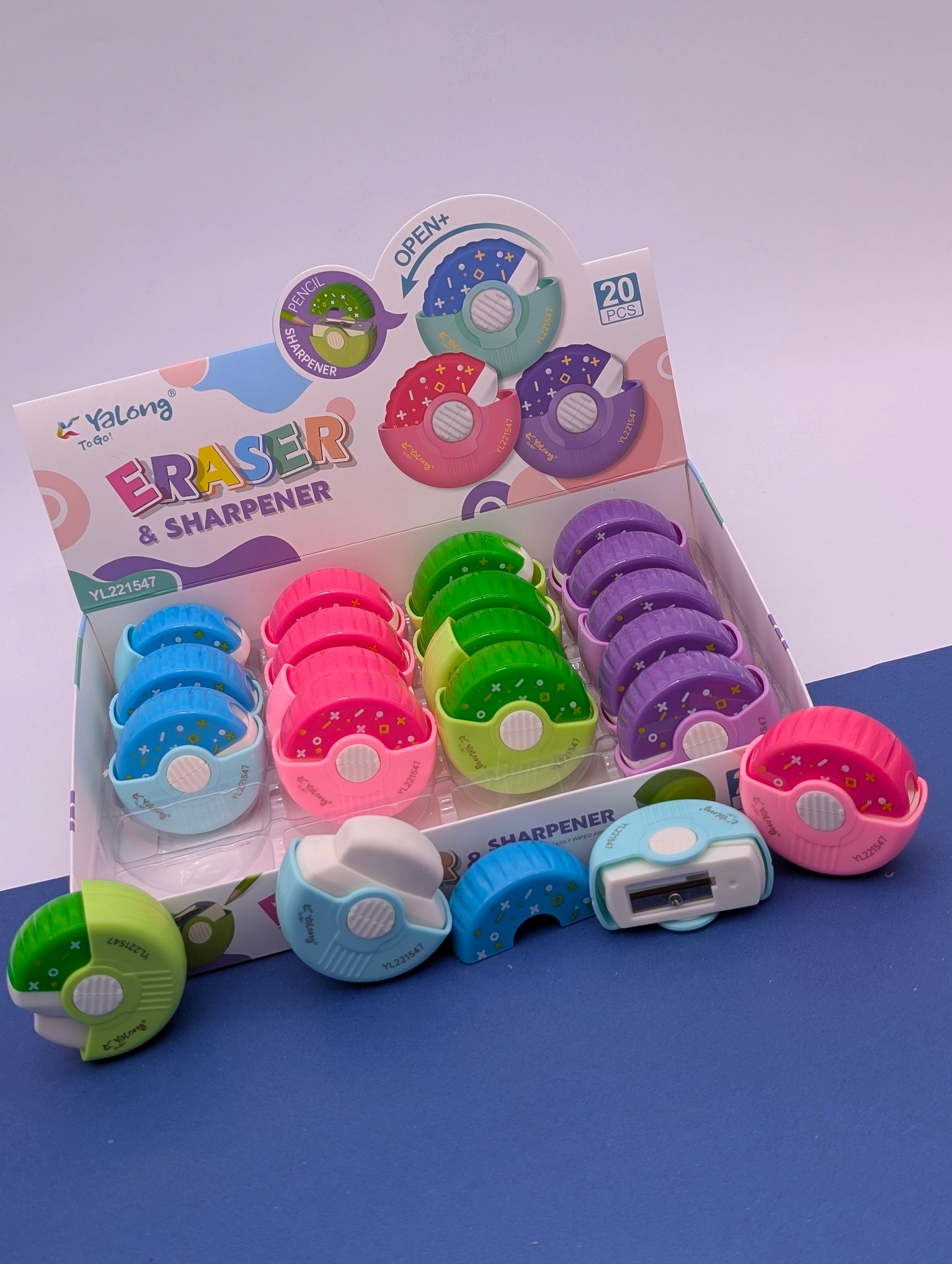 YALONG DONUT SHAPES ERASER+SHARPNER
