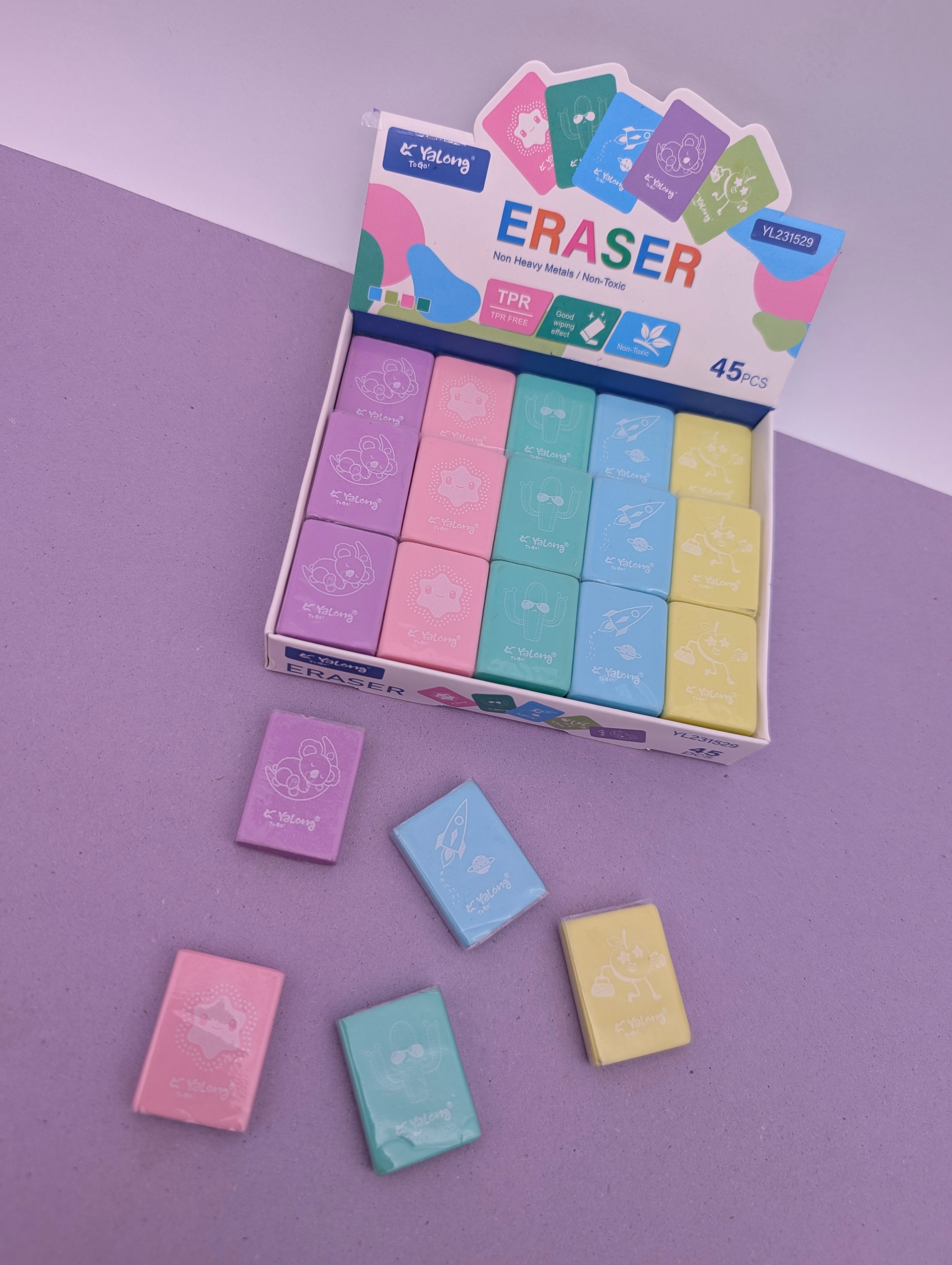 YALONG PASTEL RECTANGULAR FUNNY ERASERS