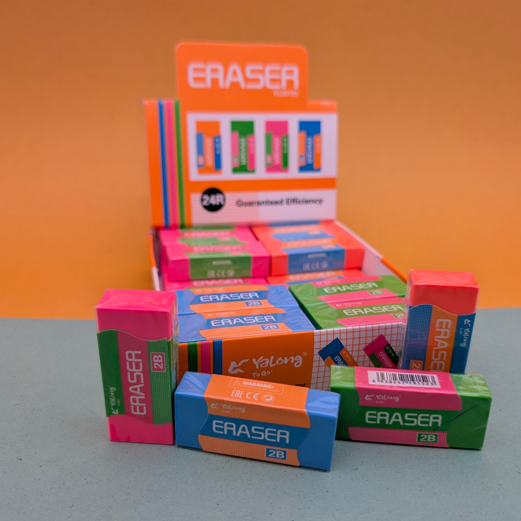YALONG 2B COLORED RECTANGULAR ERASERS PACK OF 4