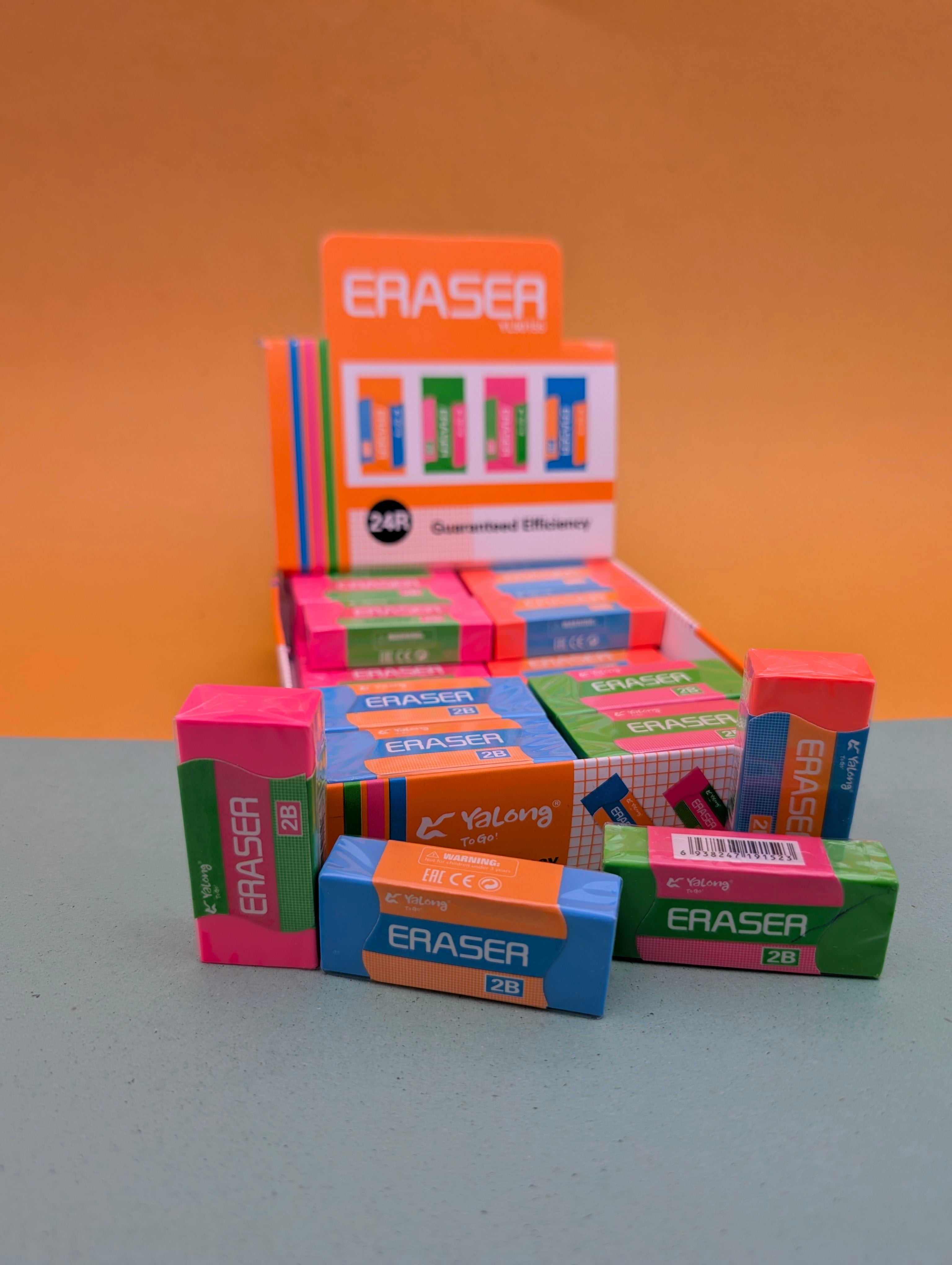 YALONG 2B COLORED RECTANGULAR ERASERS PACK OF 4