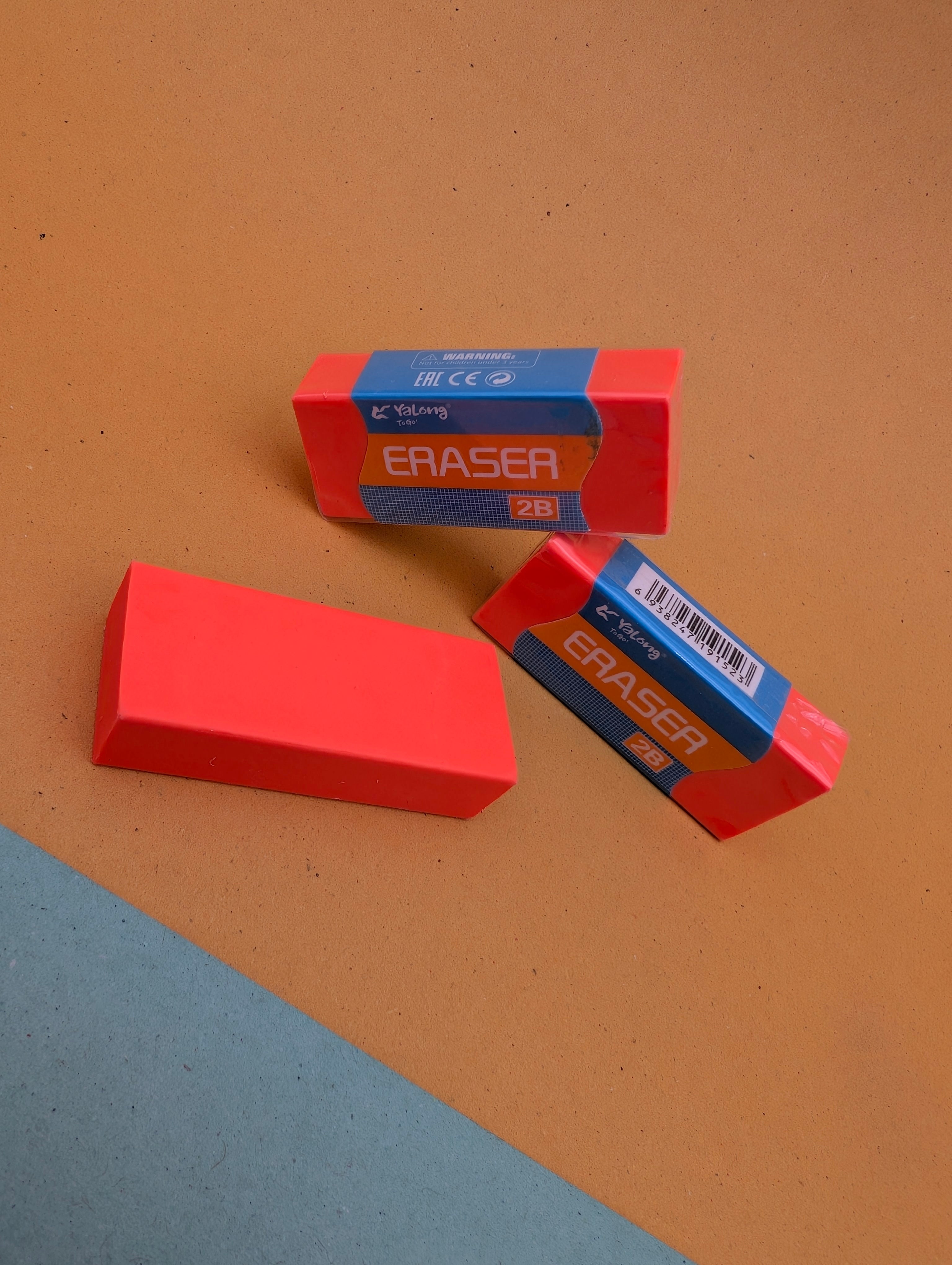 YALONG 2B COLORED RECTANGULAR ERASERS PACK OF 4