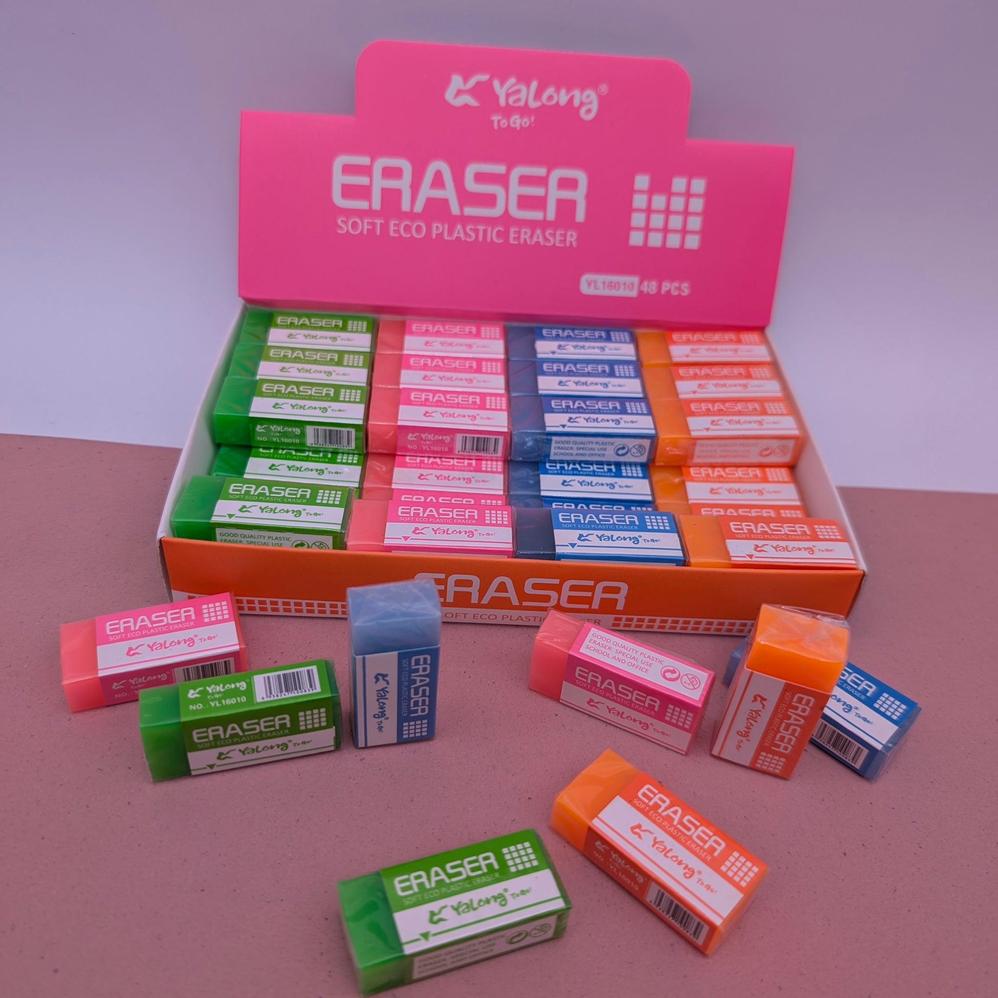 YALONG SOFT ECO PLASTIC ERASERS PACK OF 4