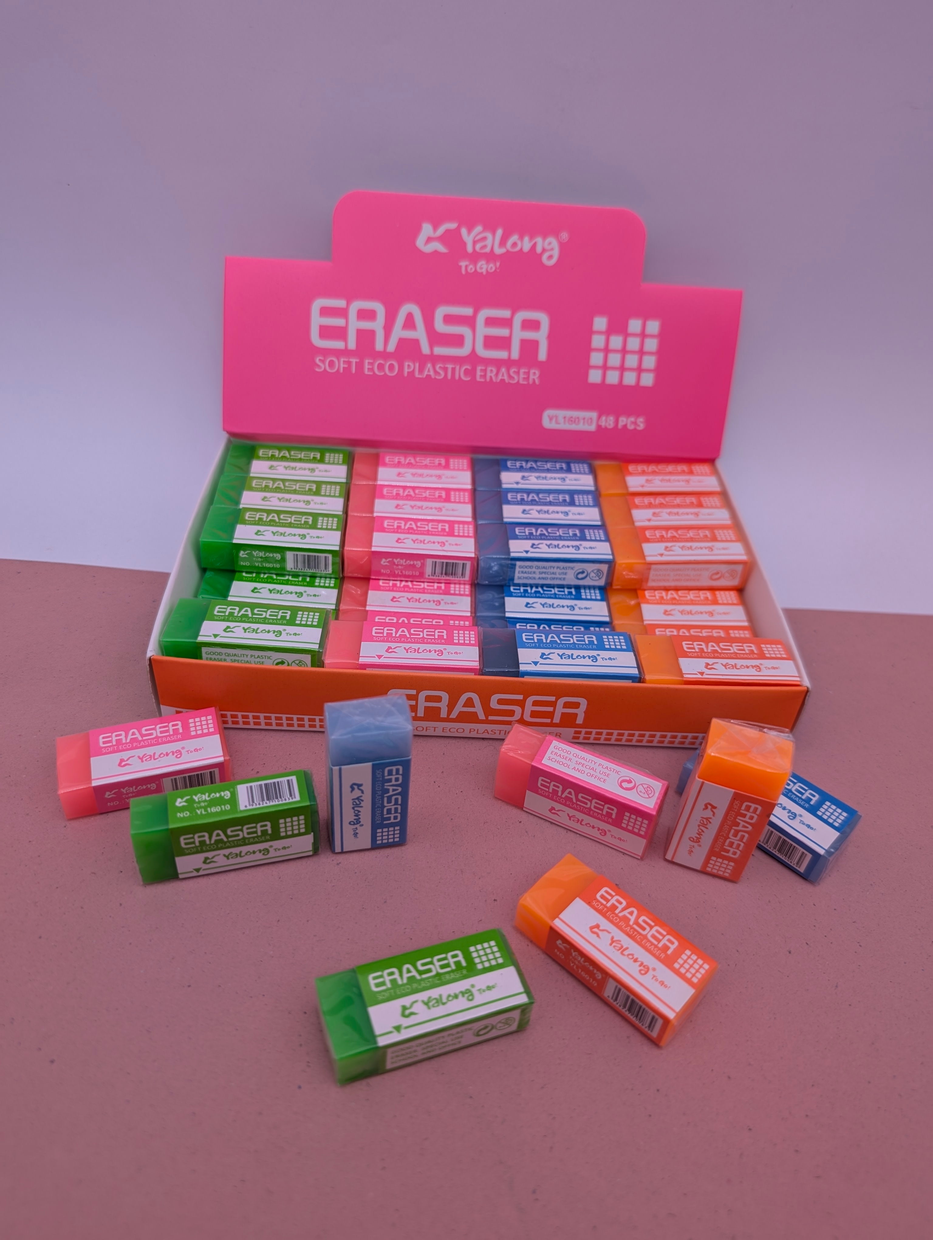 YALONG SOFT ECO PLASTIC ERASERS PACK OF 4