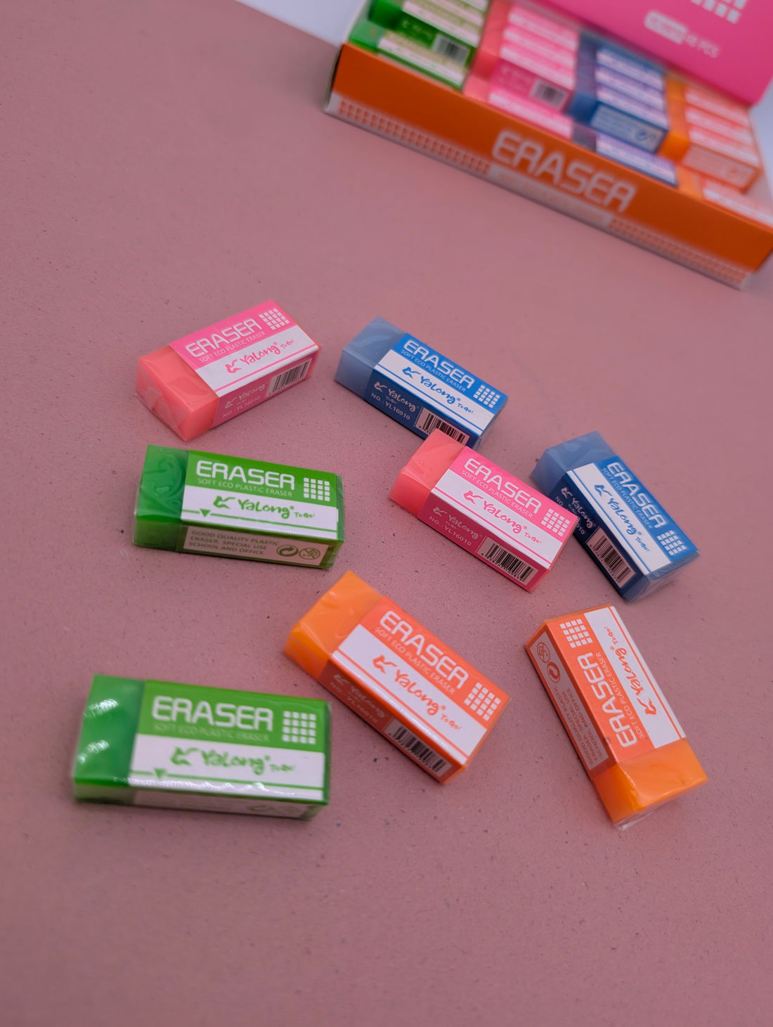 YALONG SOFT ECO PLASTIC ERASERS PACK OF 4
