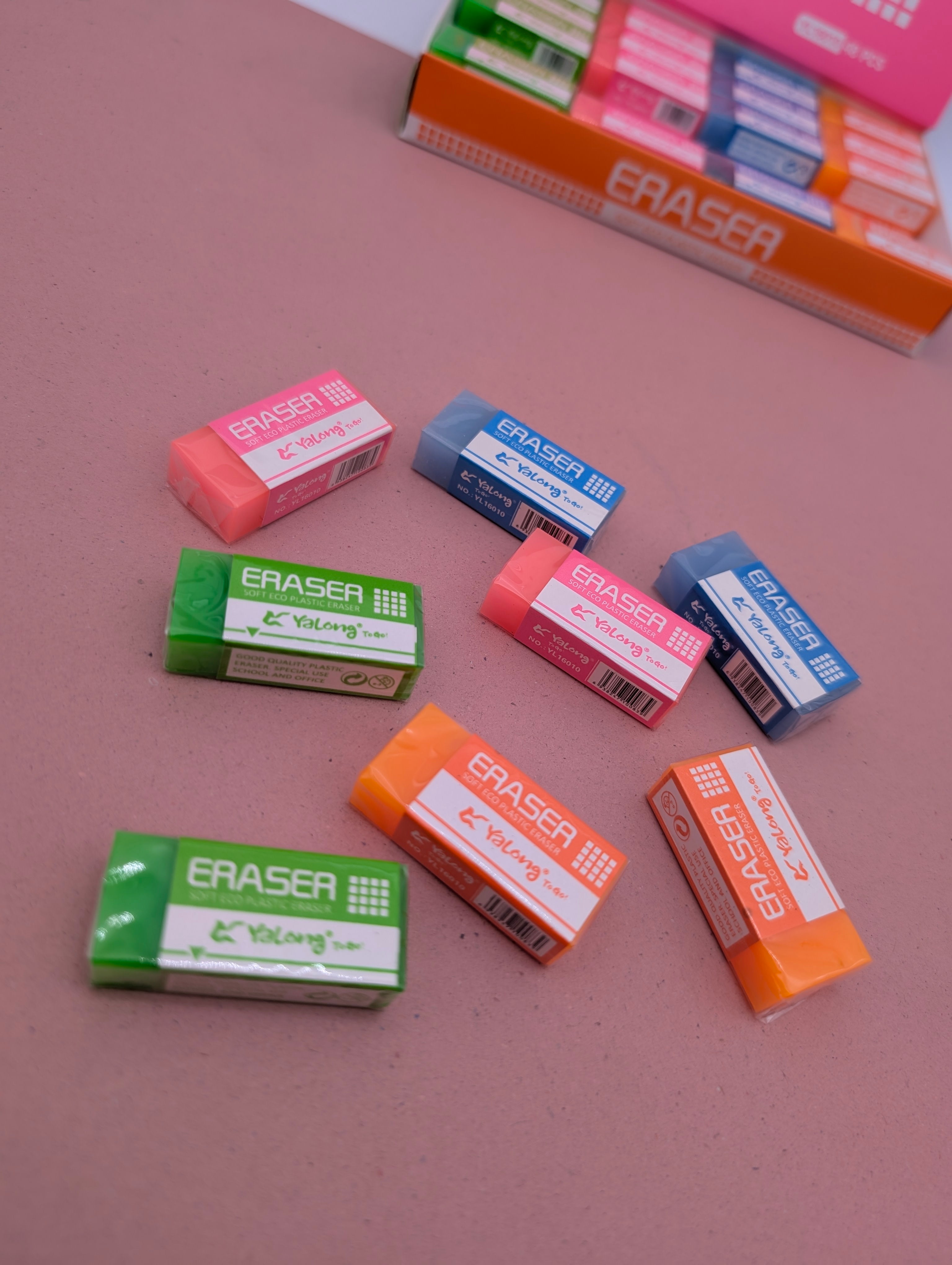 YALONG SOFT ECO PLASTIC ERASERS PACK OF 4