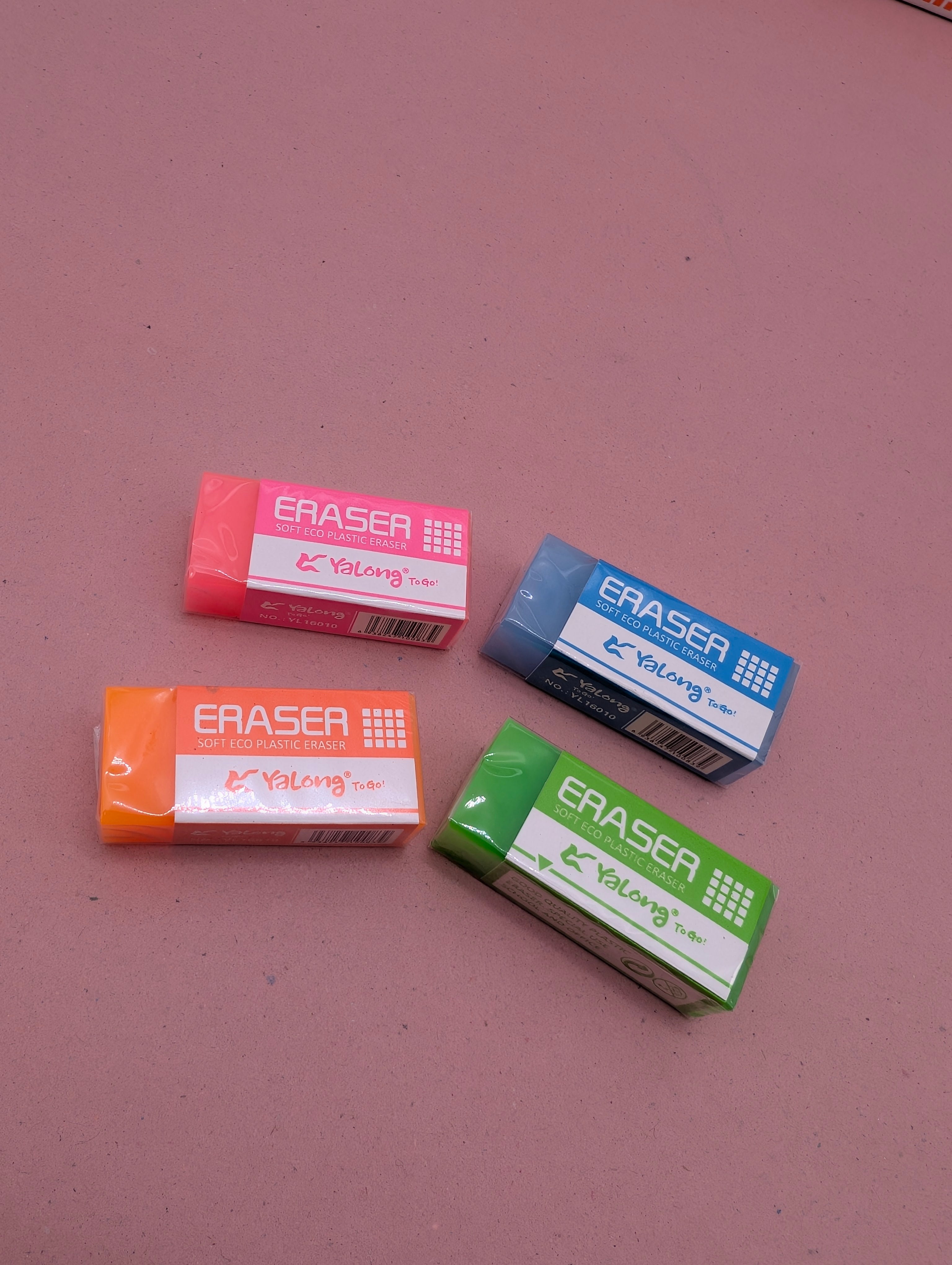 YALONG SOFT ECO PLASTIC ERASERS PACK OF 4