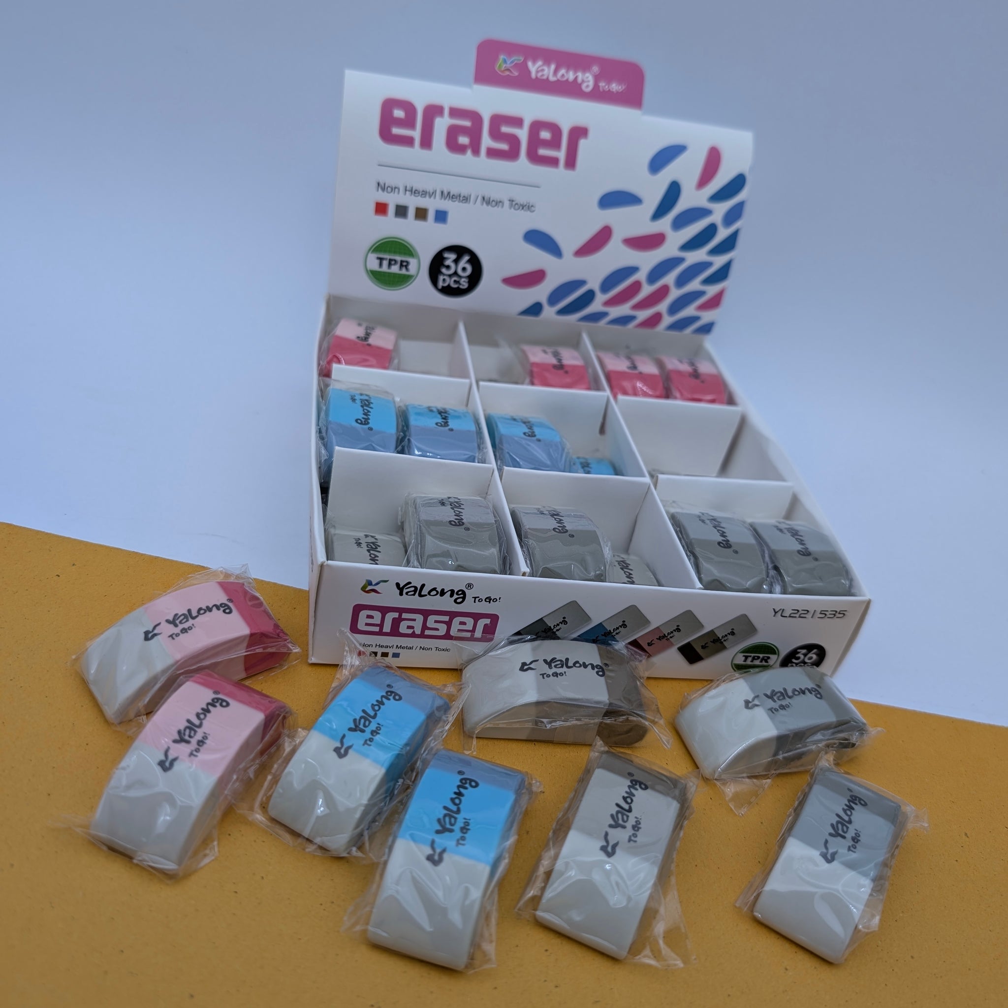 YALONG TPR NON TOXIC ERASERS PACK OF 4