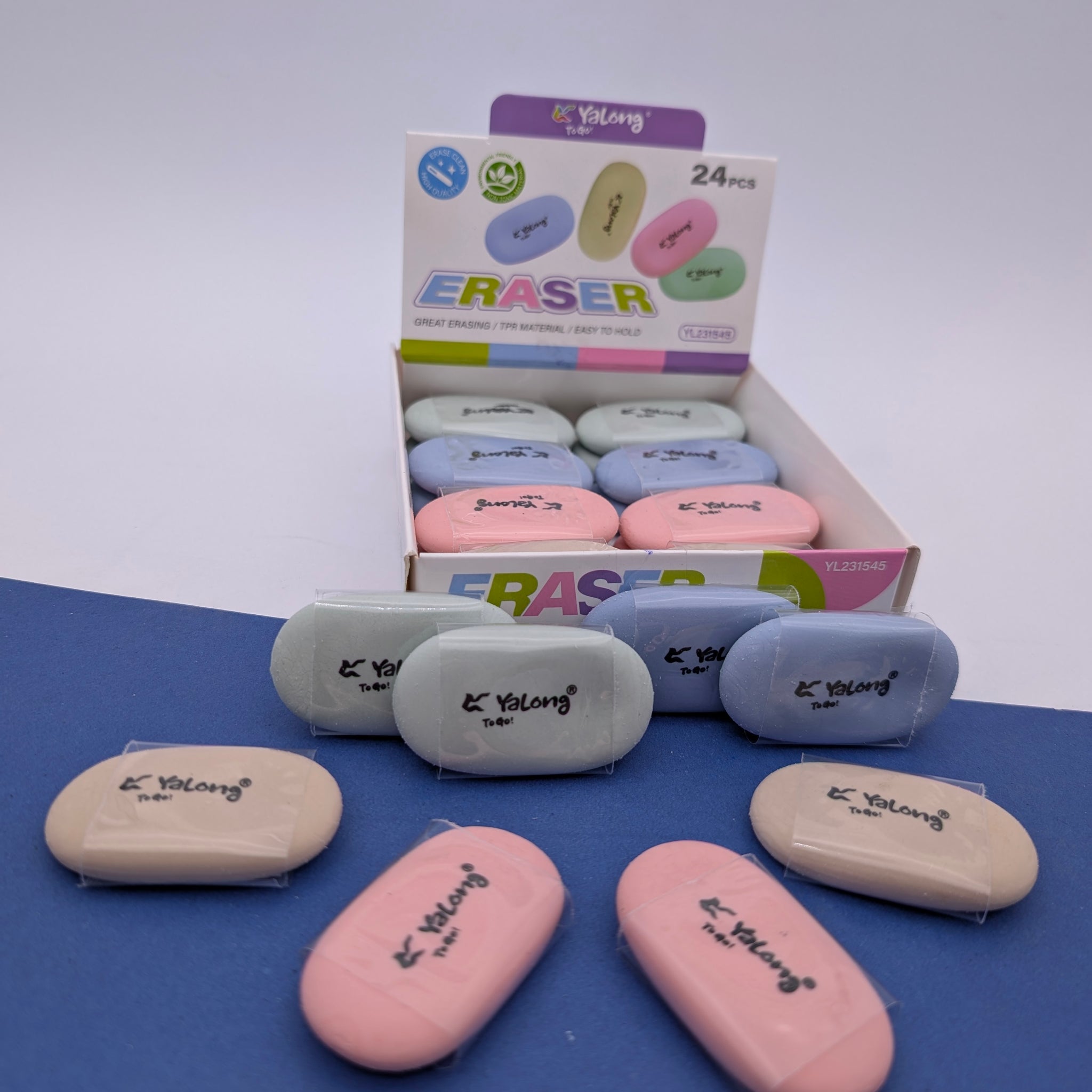 YALONG OVAL SOFT EASY ERASERS PACK OF 4