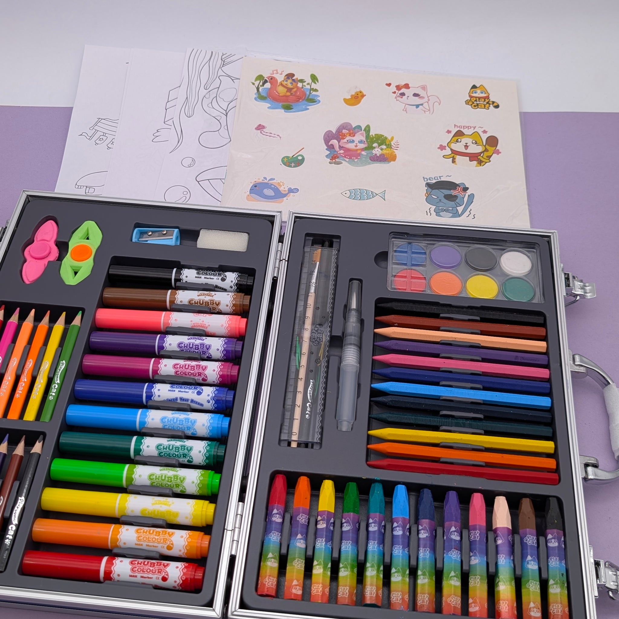 KIDS ART COLOURING-SET ALUMINUM CASE