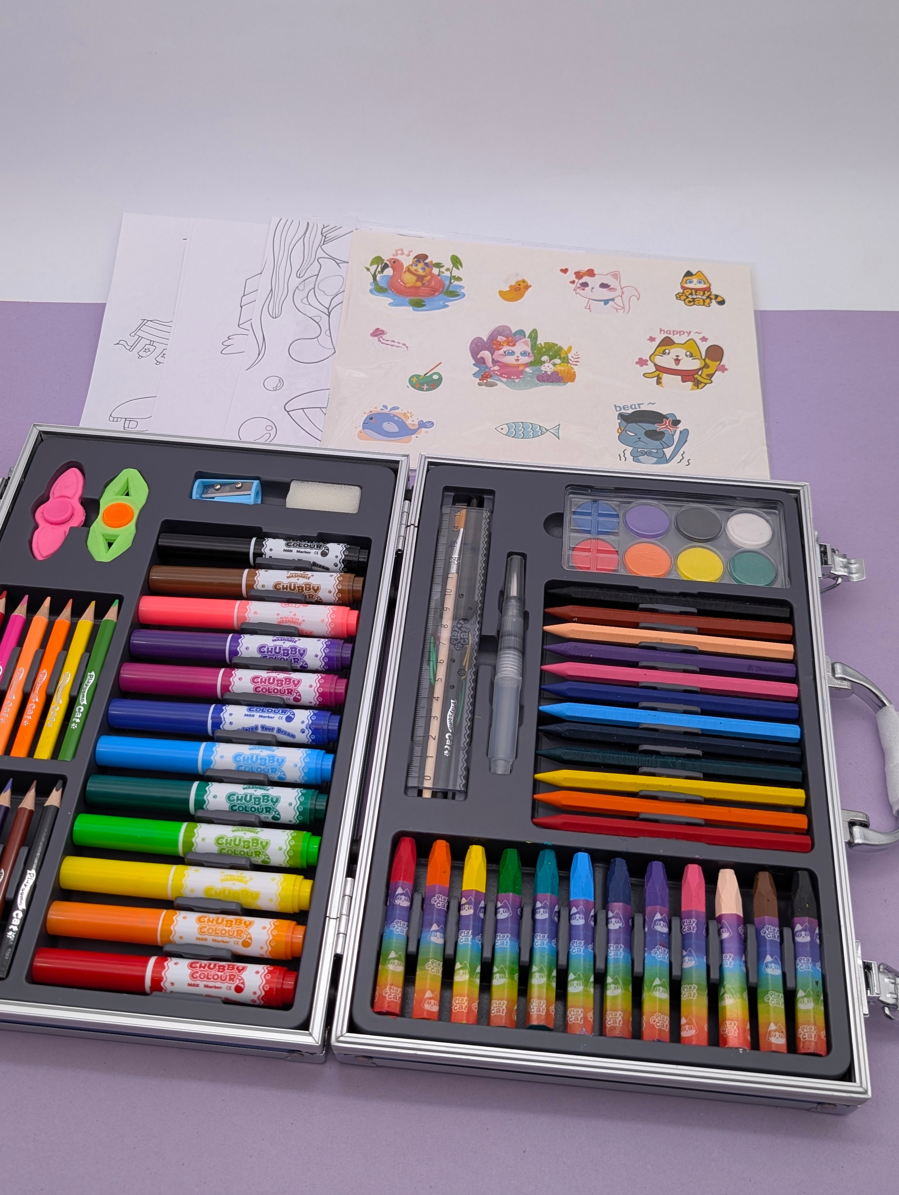KIDS ART COLOURING-SET ALUMINUM CASE
