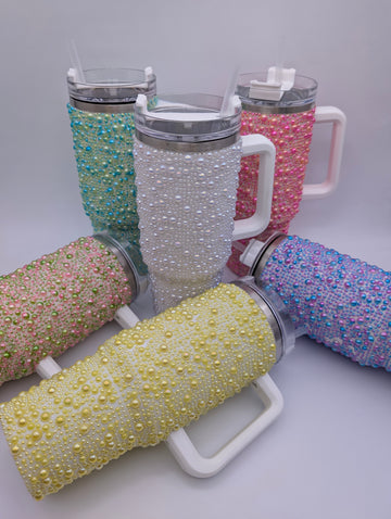 LUXURY PEARL BEADED TUMBLER CUPS