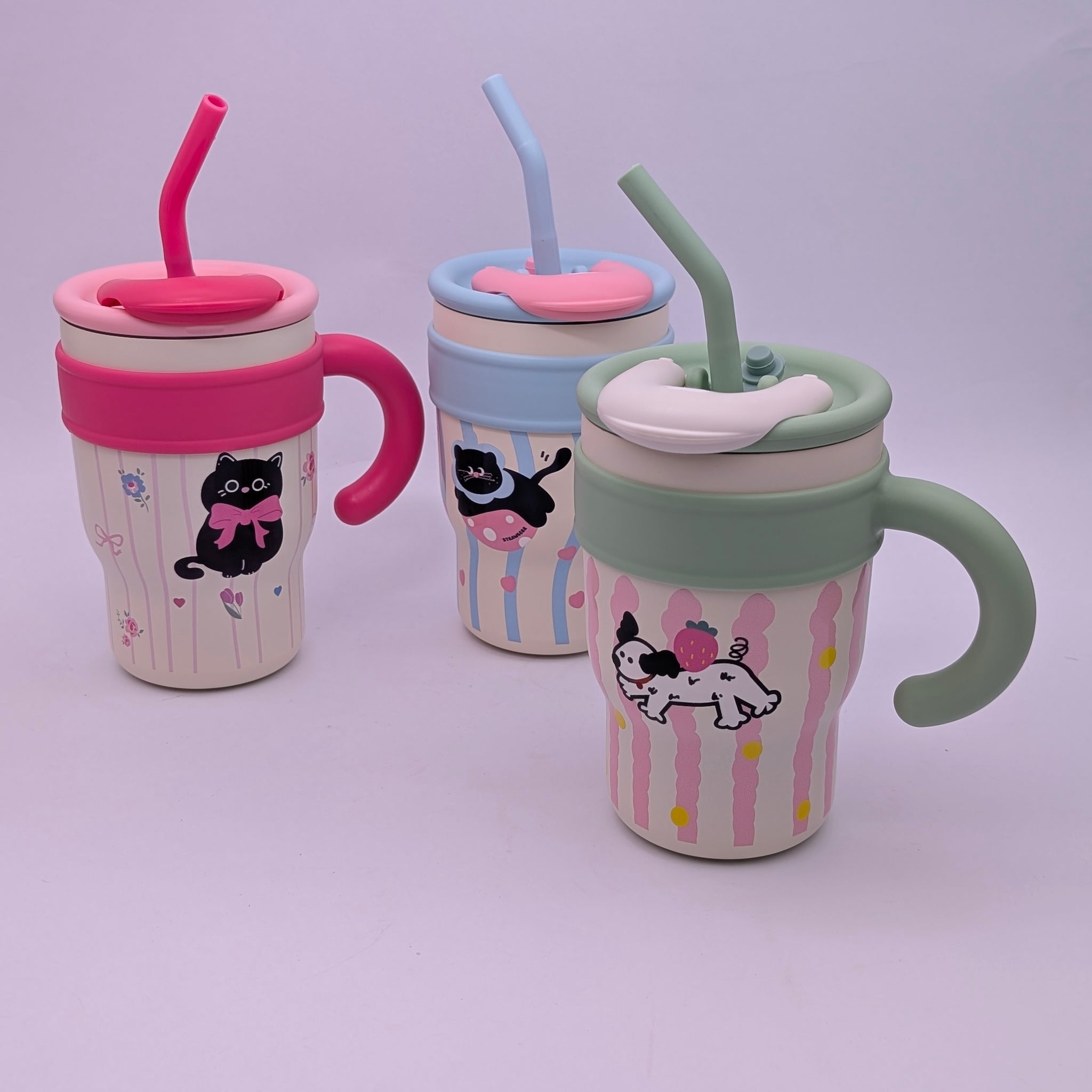 COLORFUL ANIMALS MINI TUMBLERS WITH STRAW