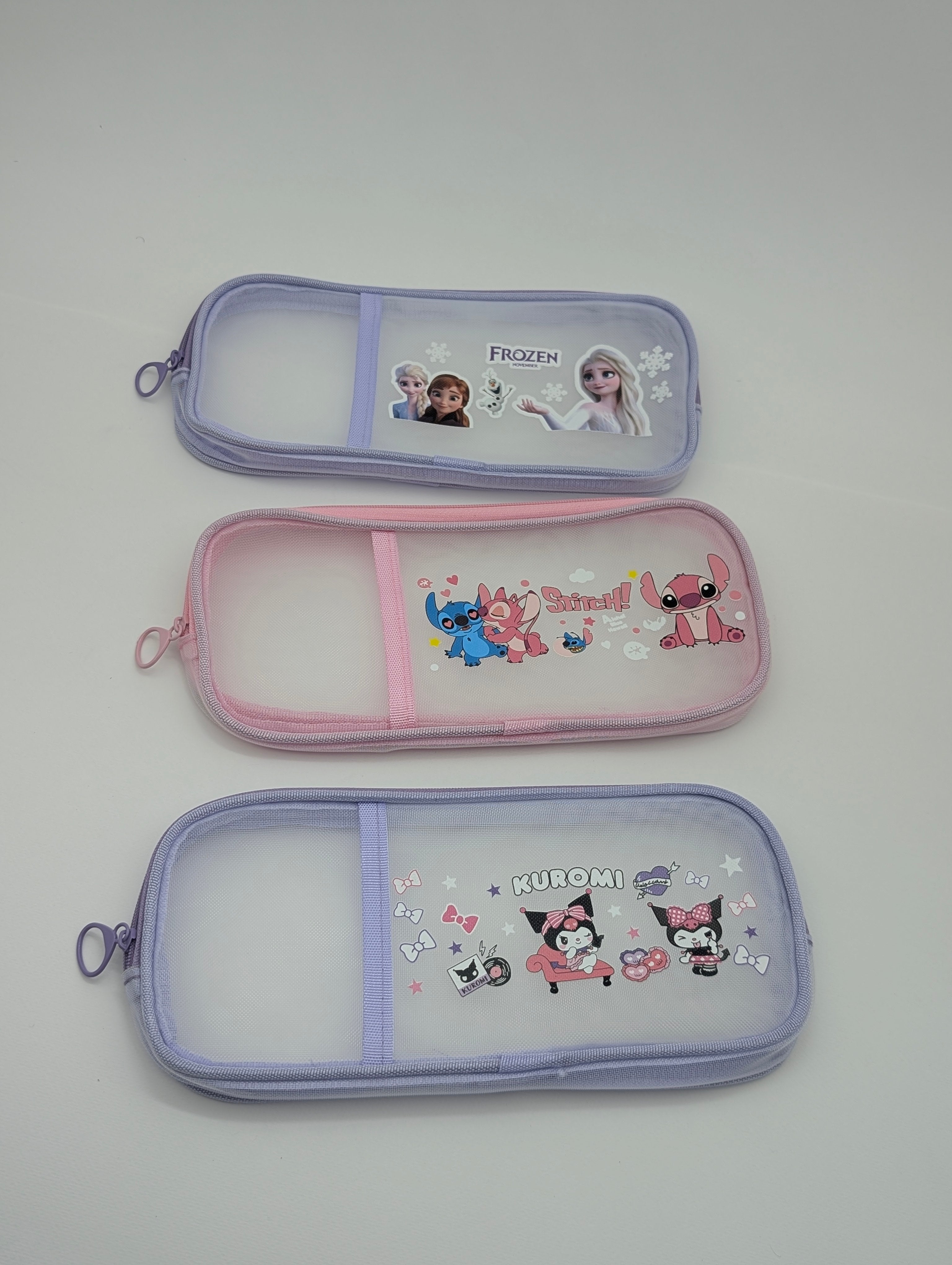 STITCH FROZEN KUROMI MESH CHARACTER POUCHES