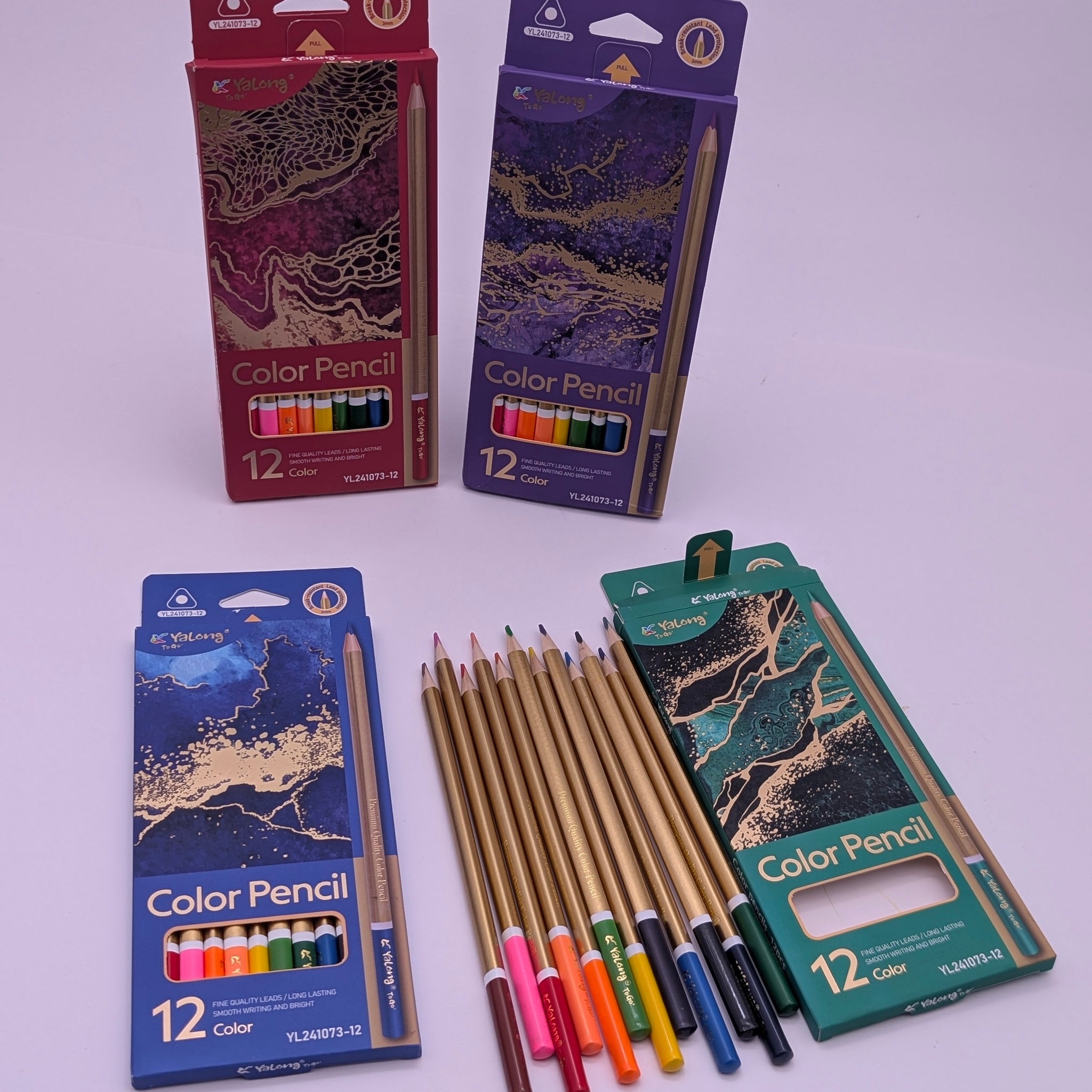 YALONG GOLDEN PRINTED COLOR PENCIL 12PCS