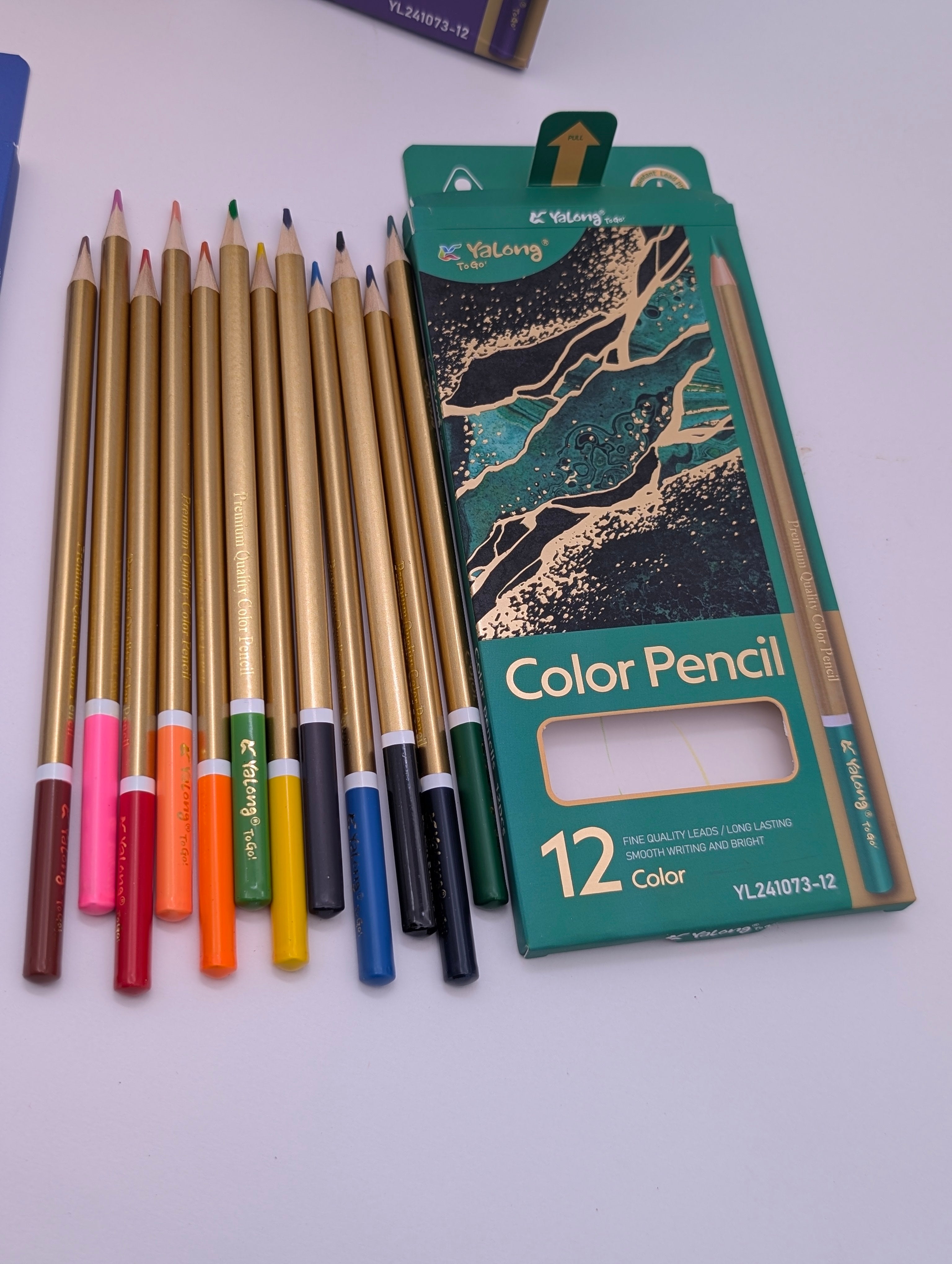 YALONG GOLDEN PRINTED COLOR PENCIL 12PCS