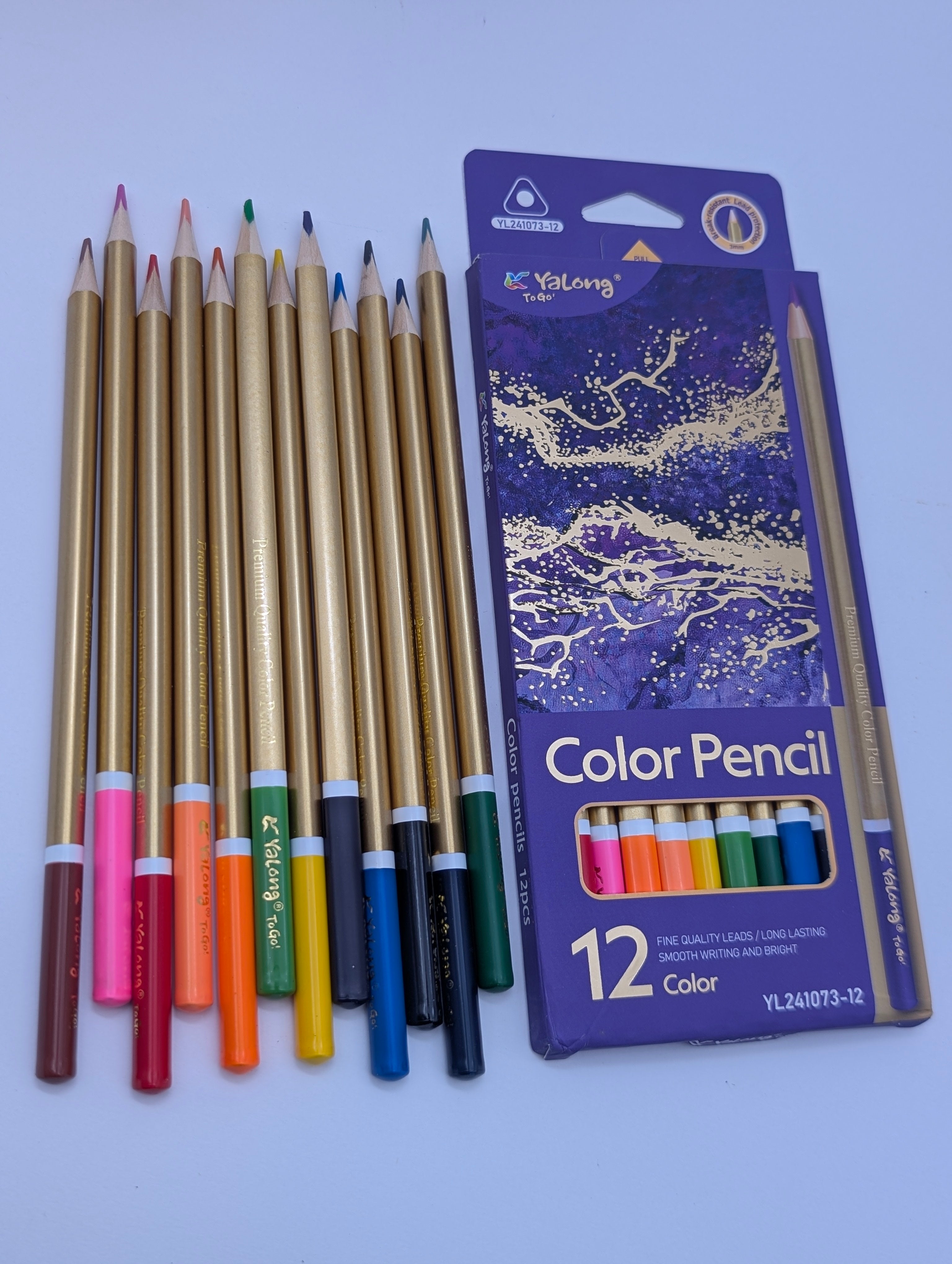 YALONG GOLDEN PRINTED COLOR PENCIL 12PCS