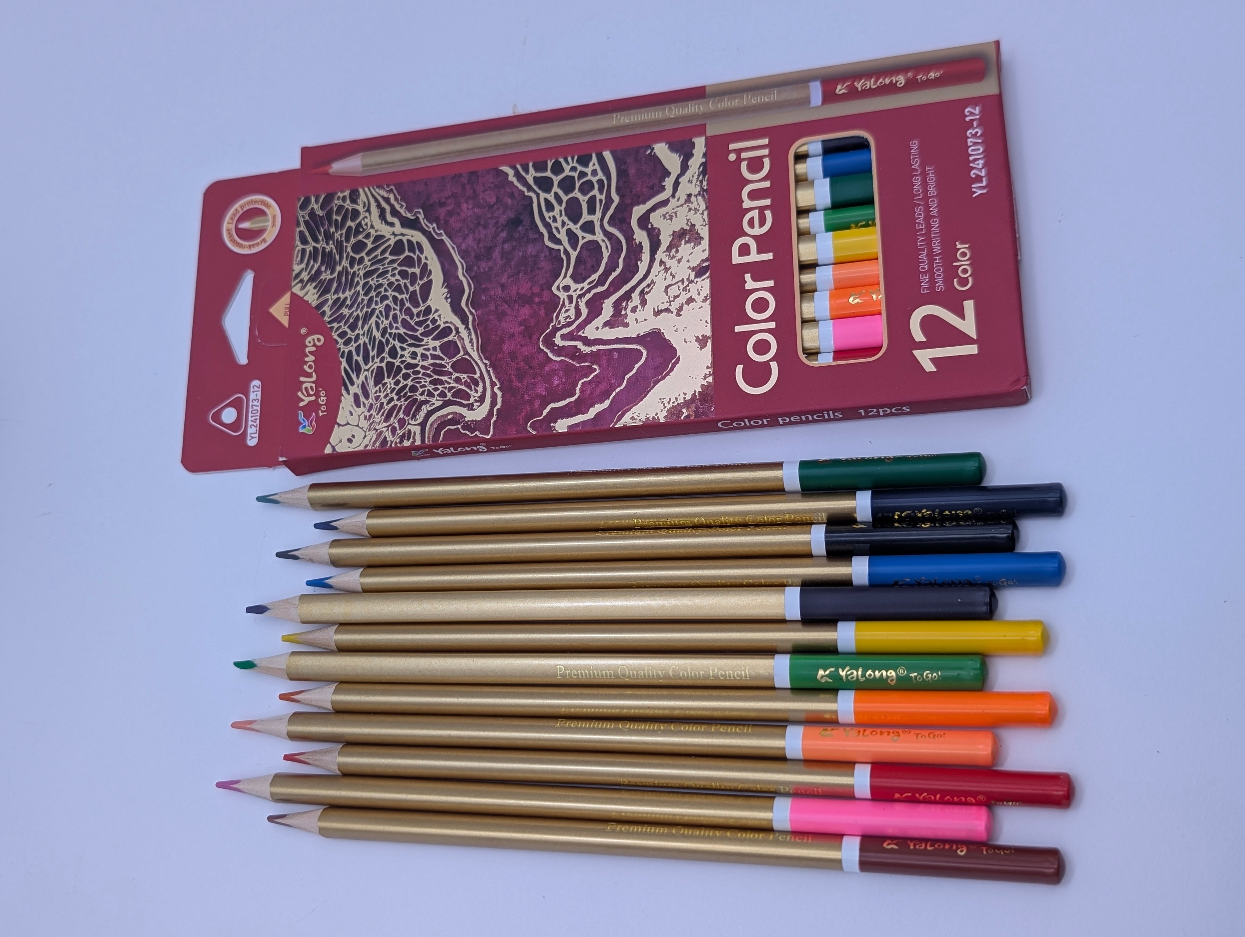 YALONG GOLDEN PRINTED COLOR PENCIL 12PCS