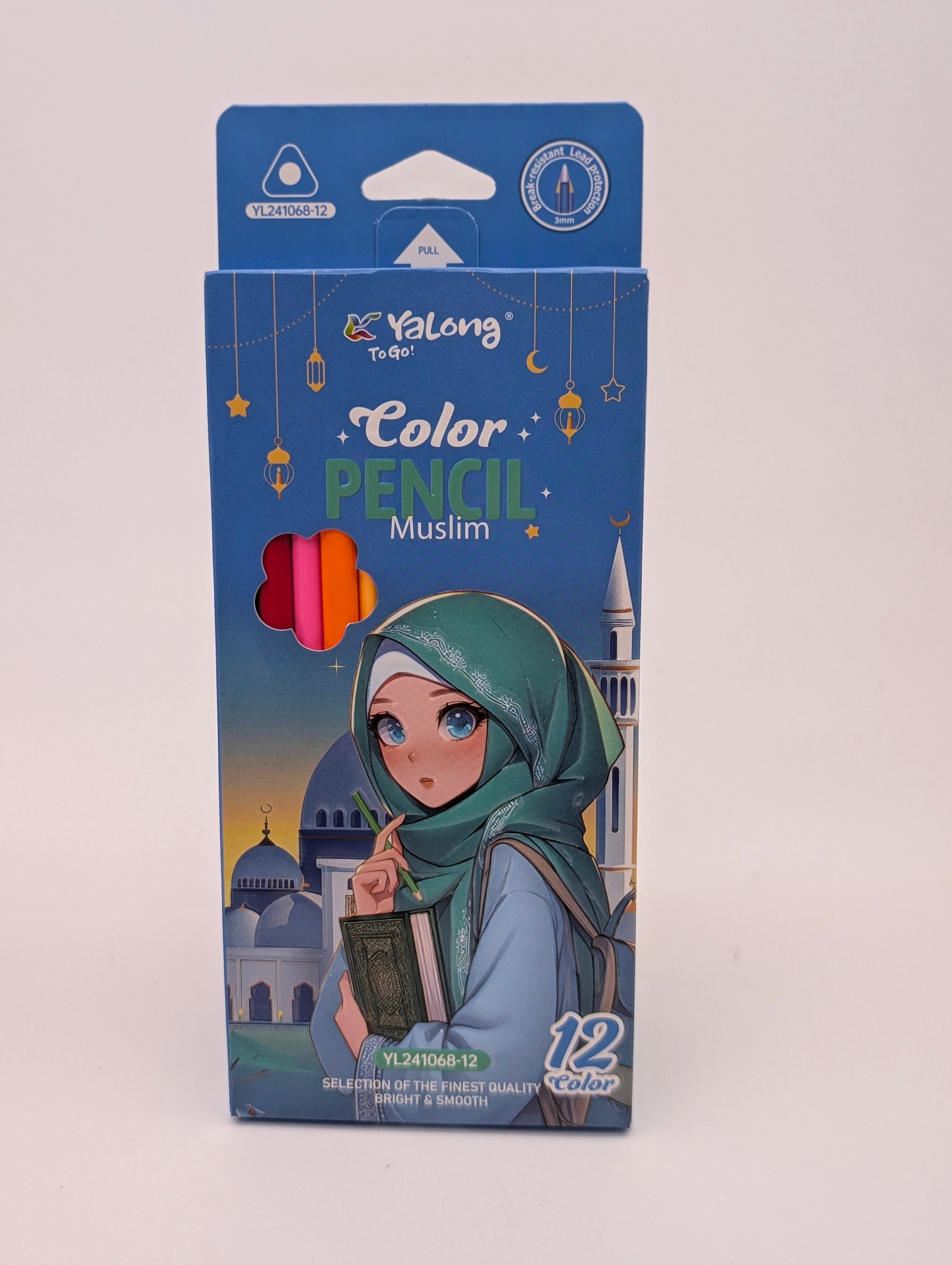 YALONG COLOUR PENCIL MUSLIM GIRL 12PCS
