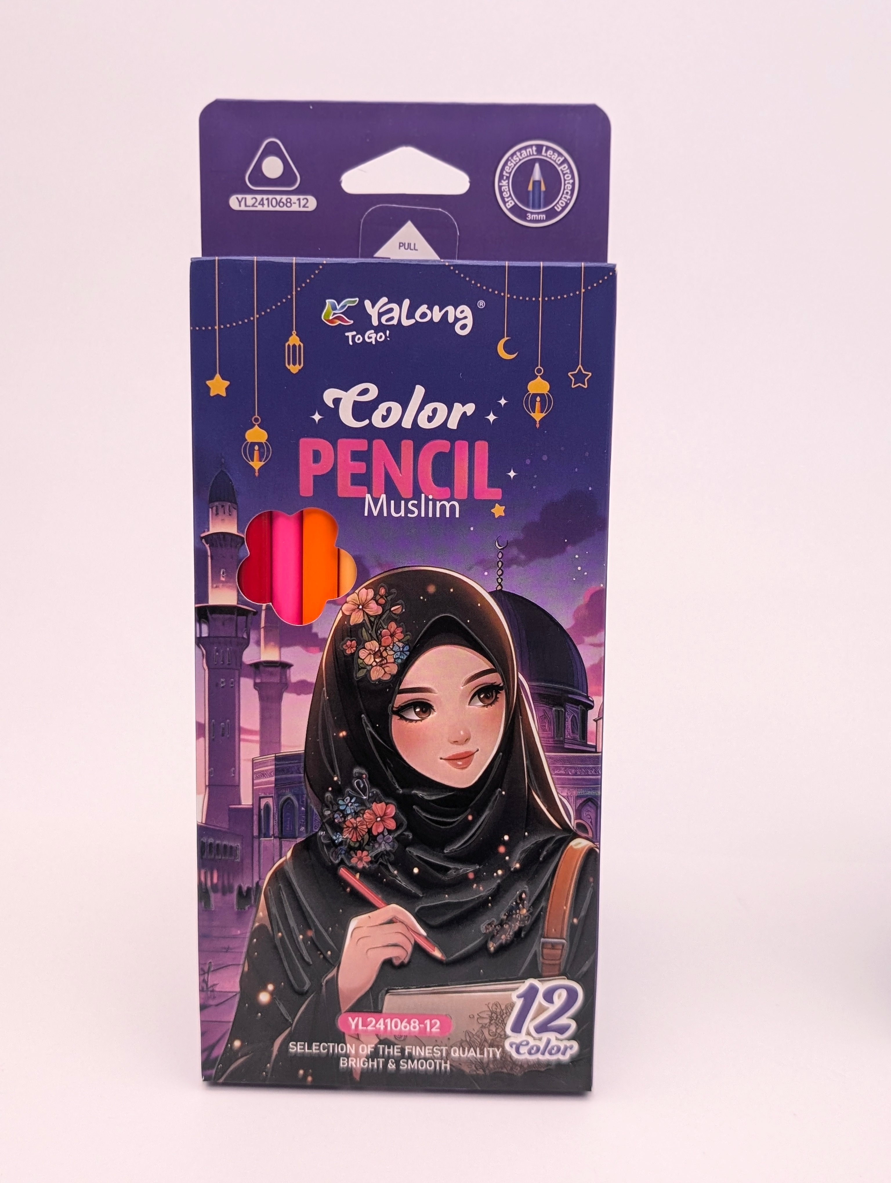 YALONG COLOUR PENCIL MUSLIM GIRL 12PCS